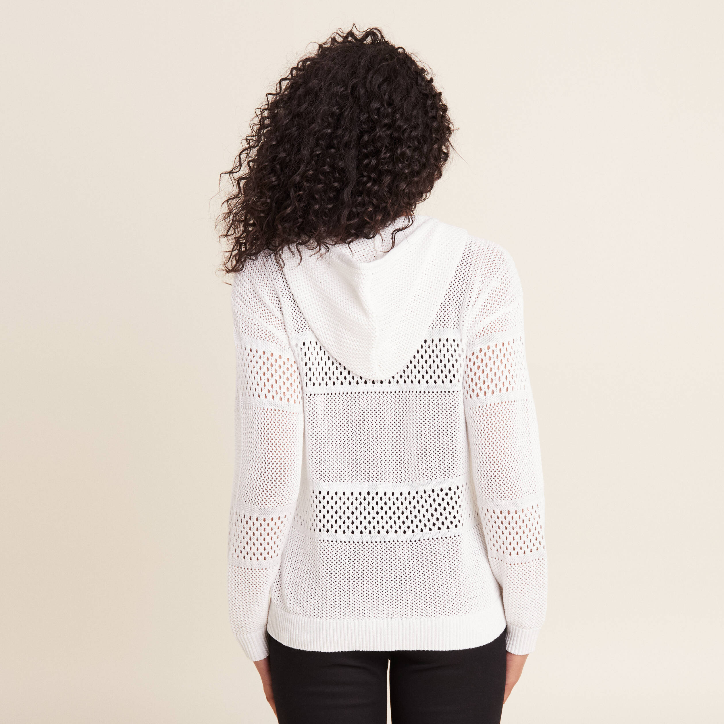 Gilet manches longues zippé blanc femme