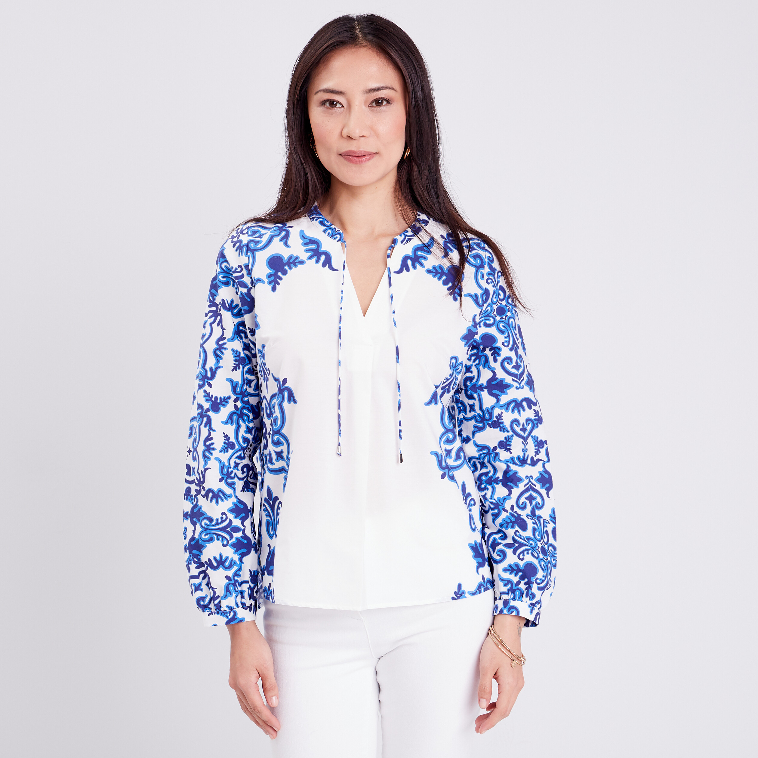 Blouse manches longues bleu femme