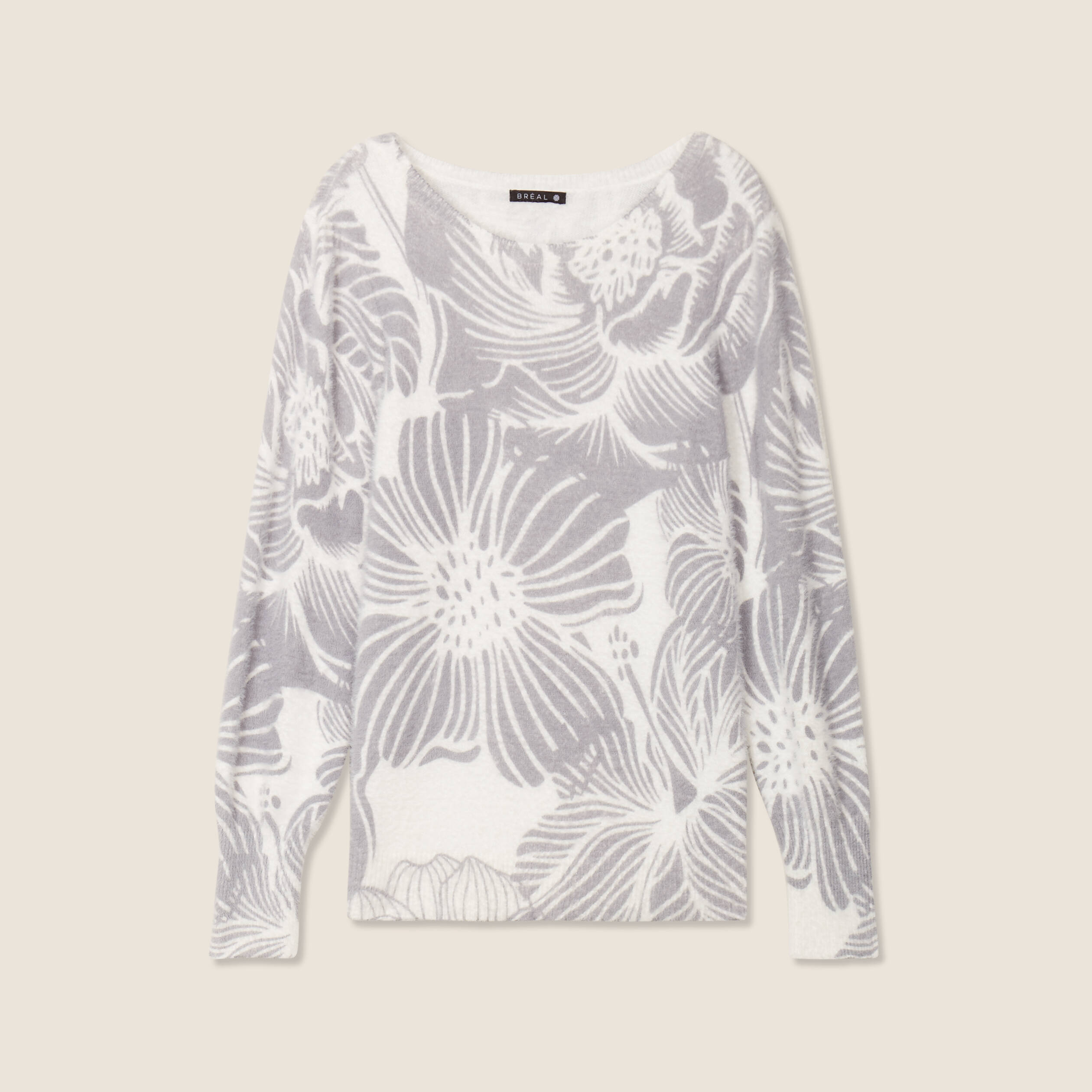 Pull manches longues gris femme