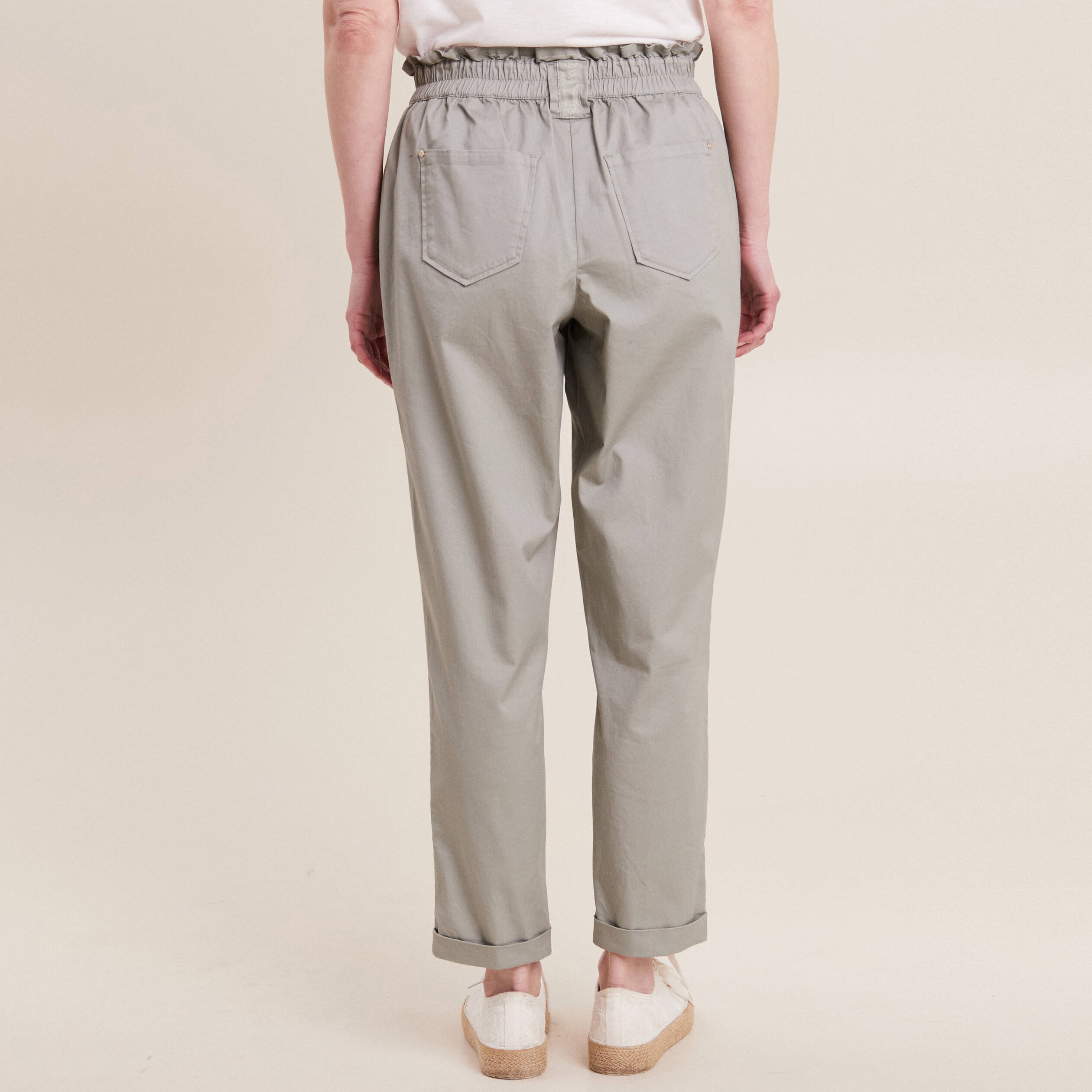 Pantalon chino 7/8ème vert clair femme