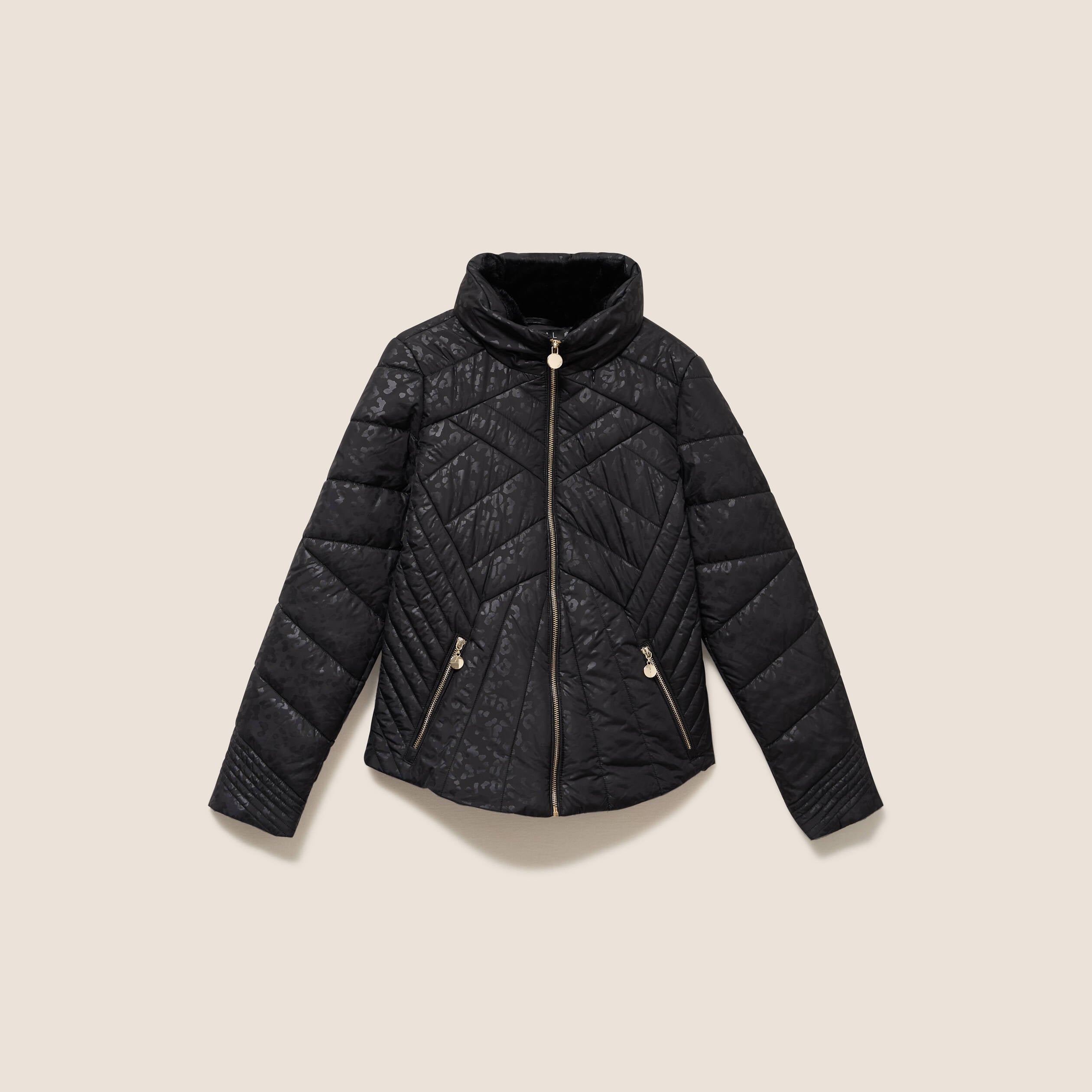 Doudoune d&eacute;perlante droite zipp&eacute;e noir femme