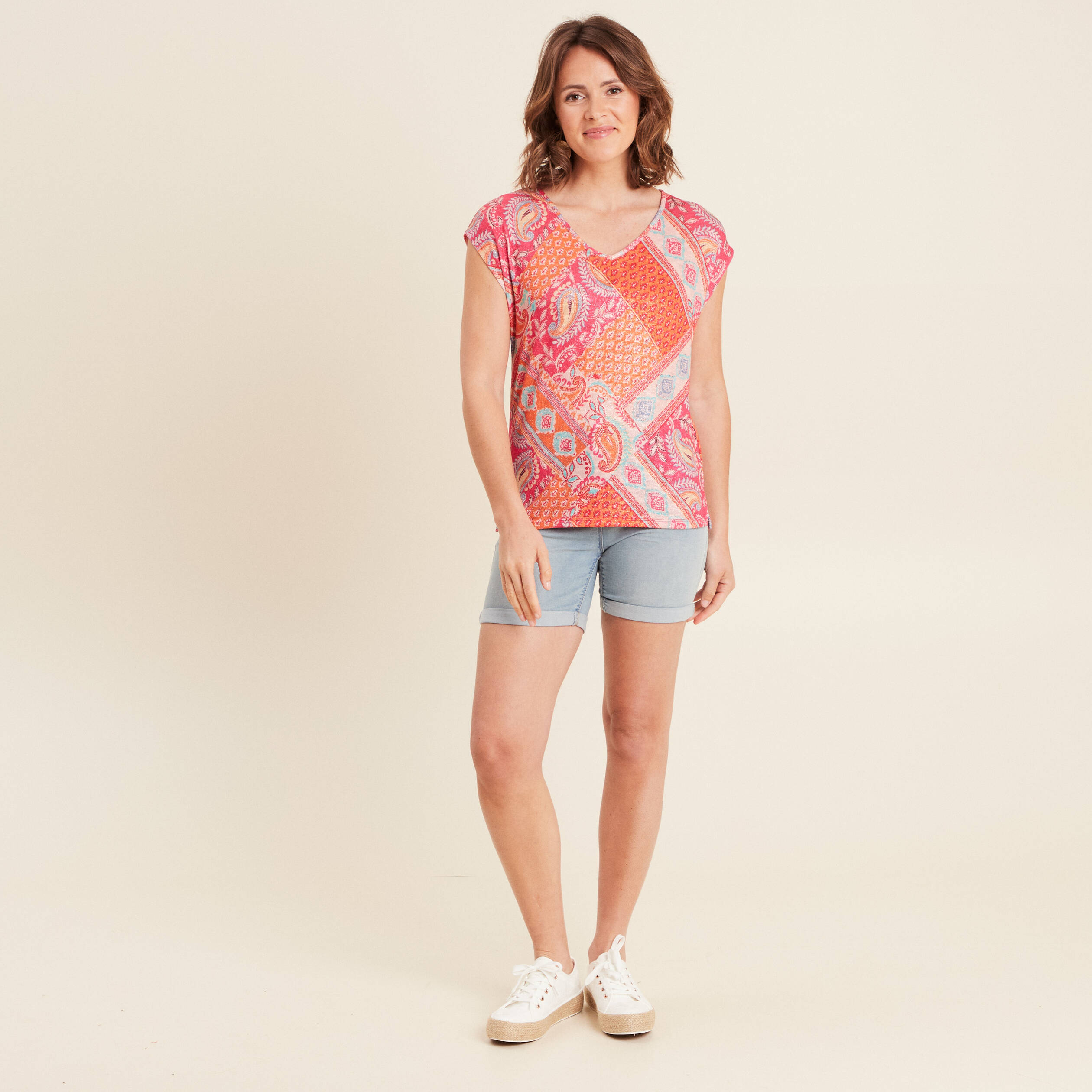 T-shirt manches courtes orange femme