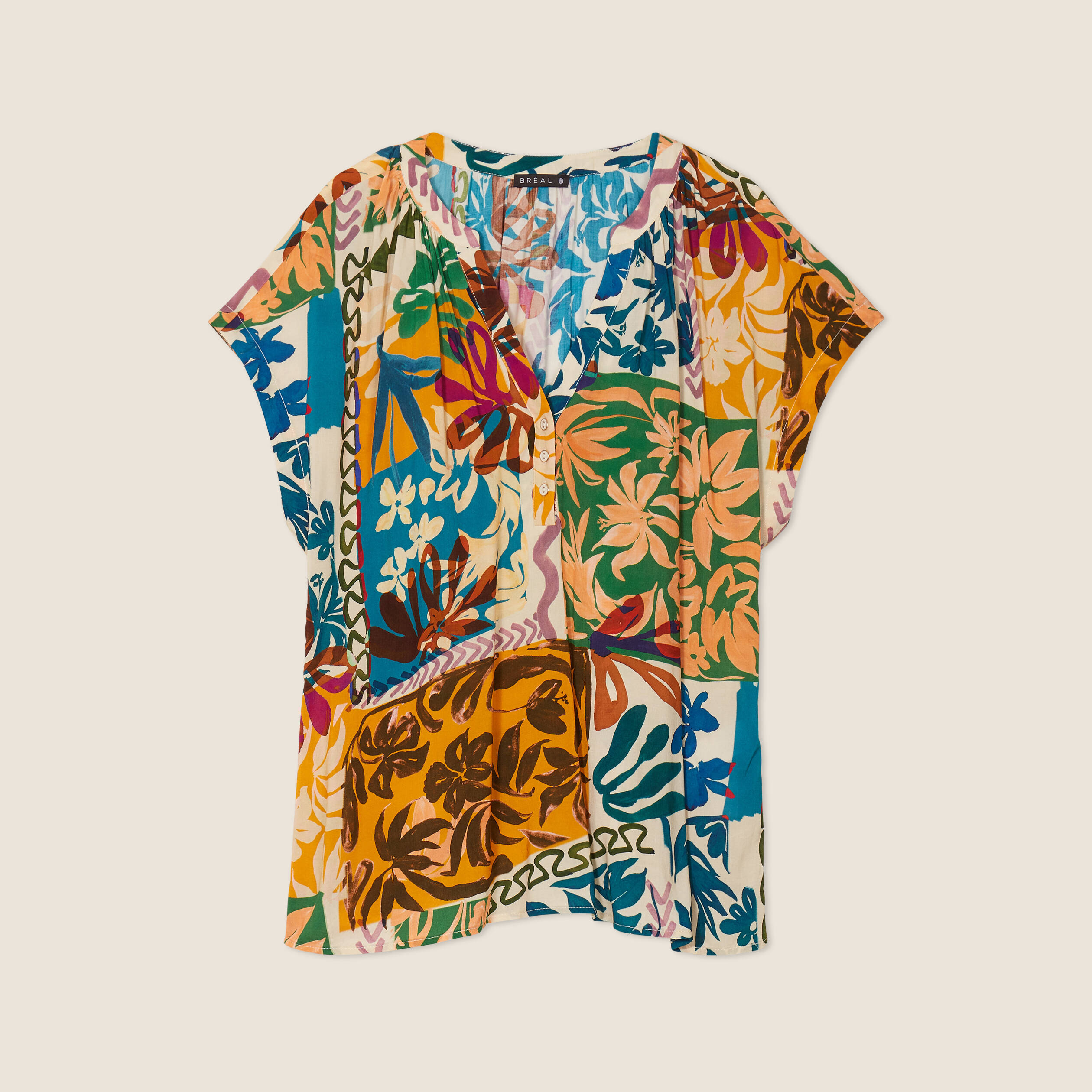 Blouse manches courtes multicolore femme