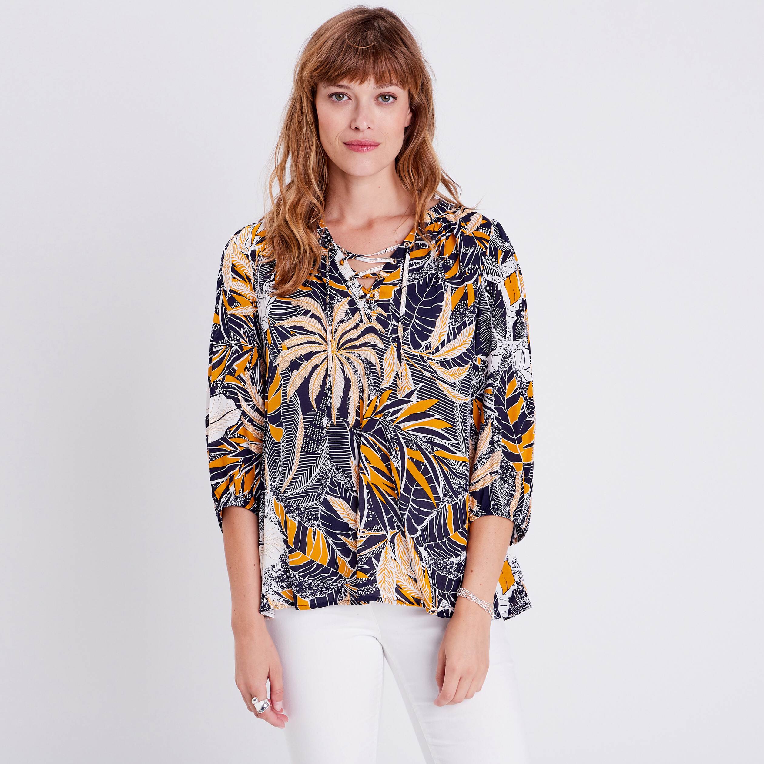Blouse manches 3/4 blanc femme