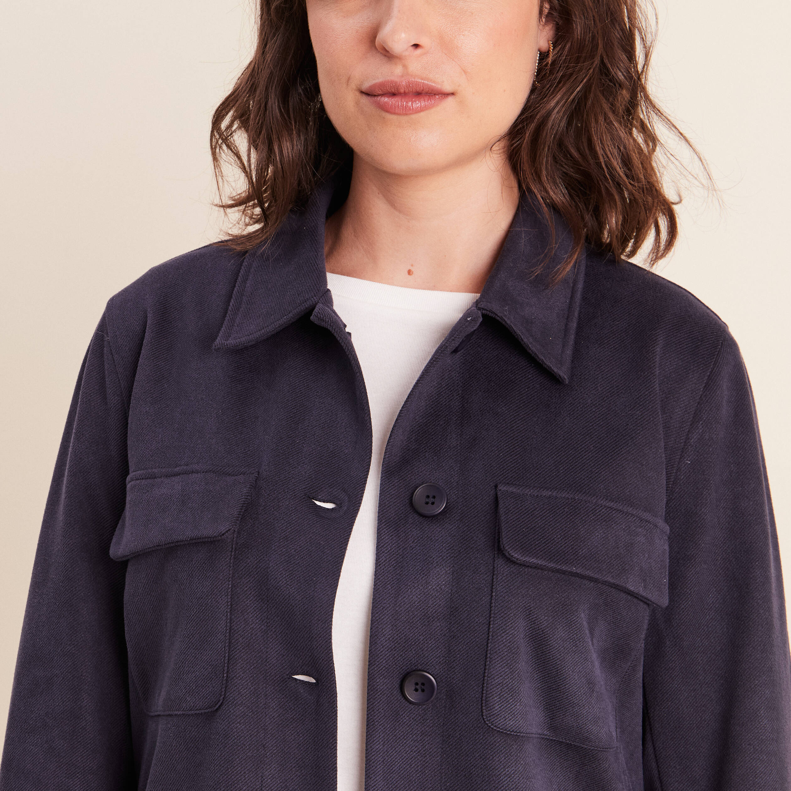 Veste doubl&eacute;e bleu fonc&eacute; femme