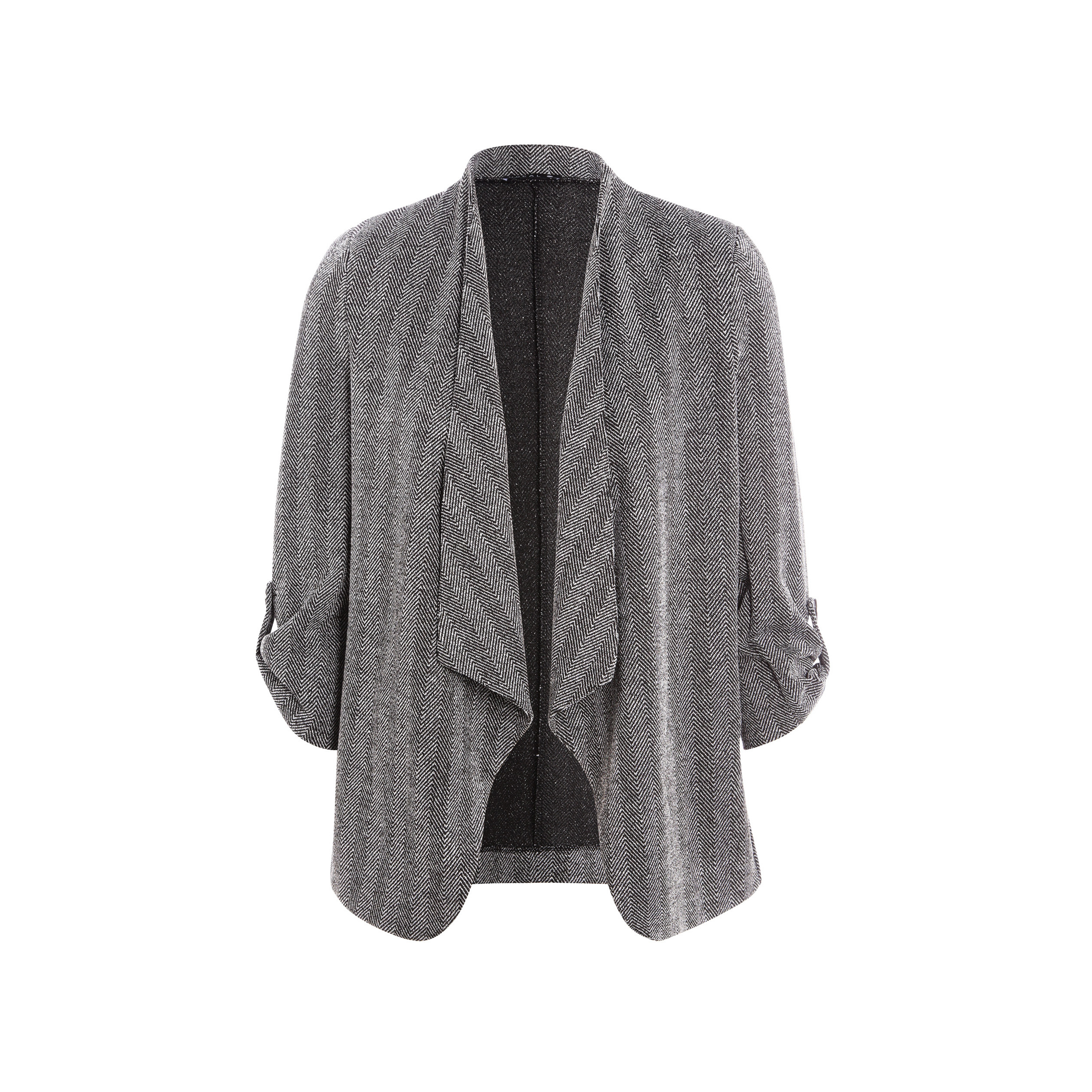 Veste évasée col châle noir femme