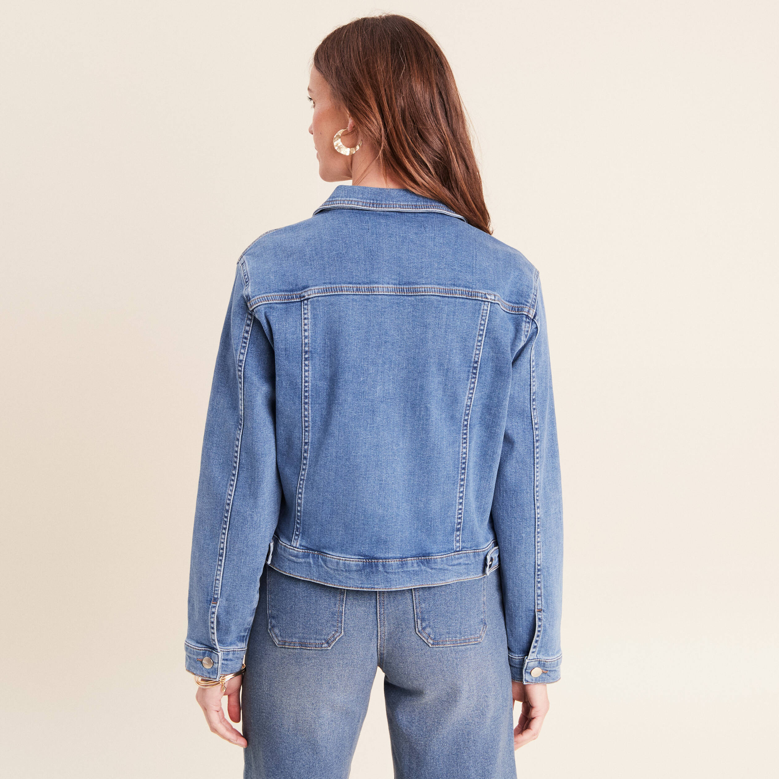 Veste cintr&eacute;e denim stone femme