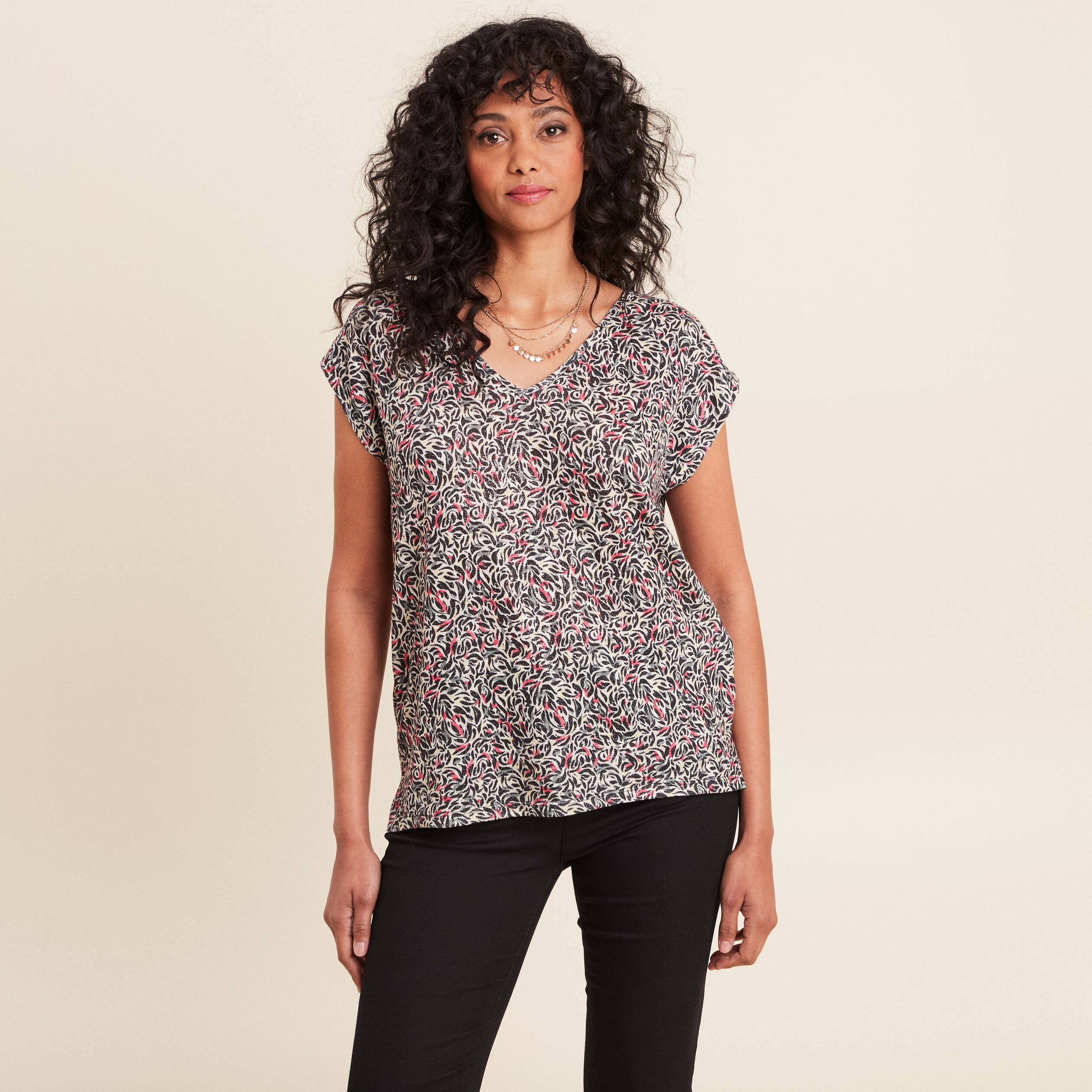 T-shirt manches courtes jaune citron femme