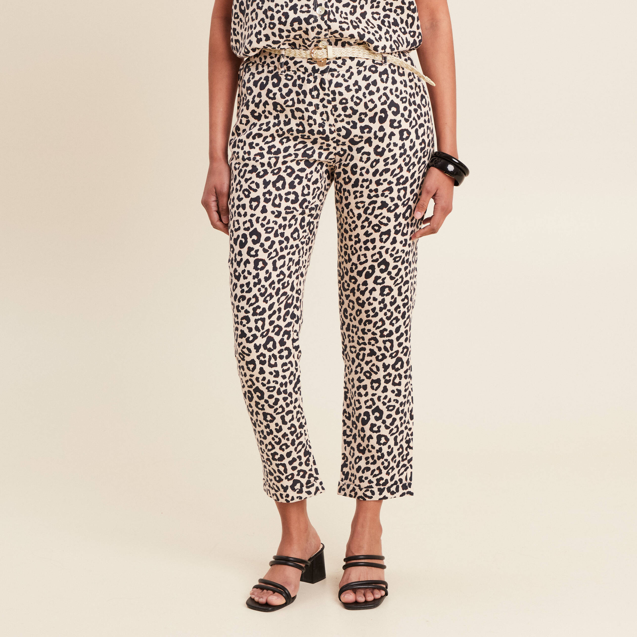 Pantalon à ceinture sable femme