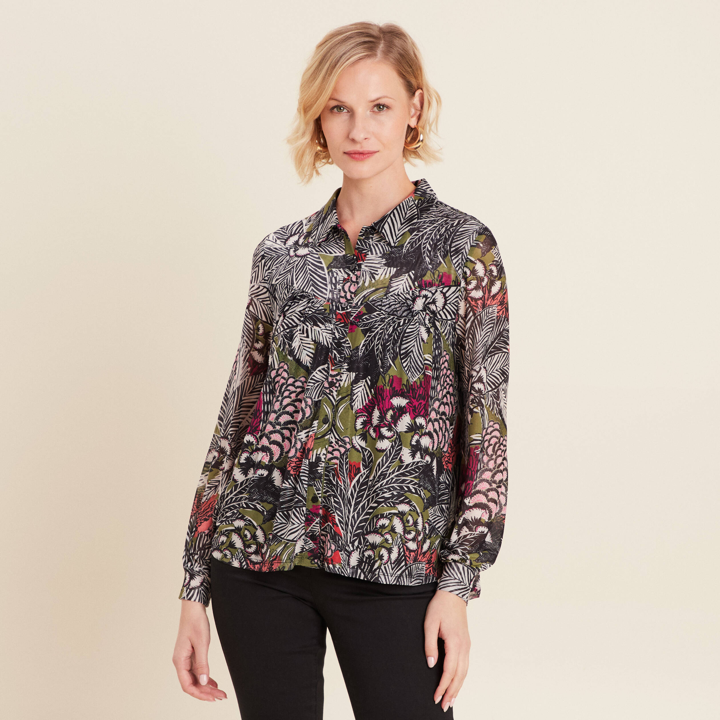 chemise manches longues vert femme Chemise manches longues vert femme