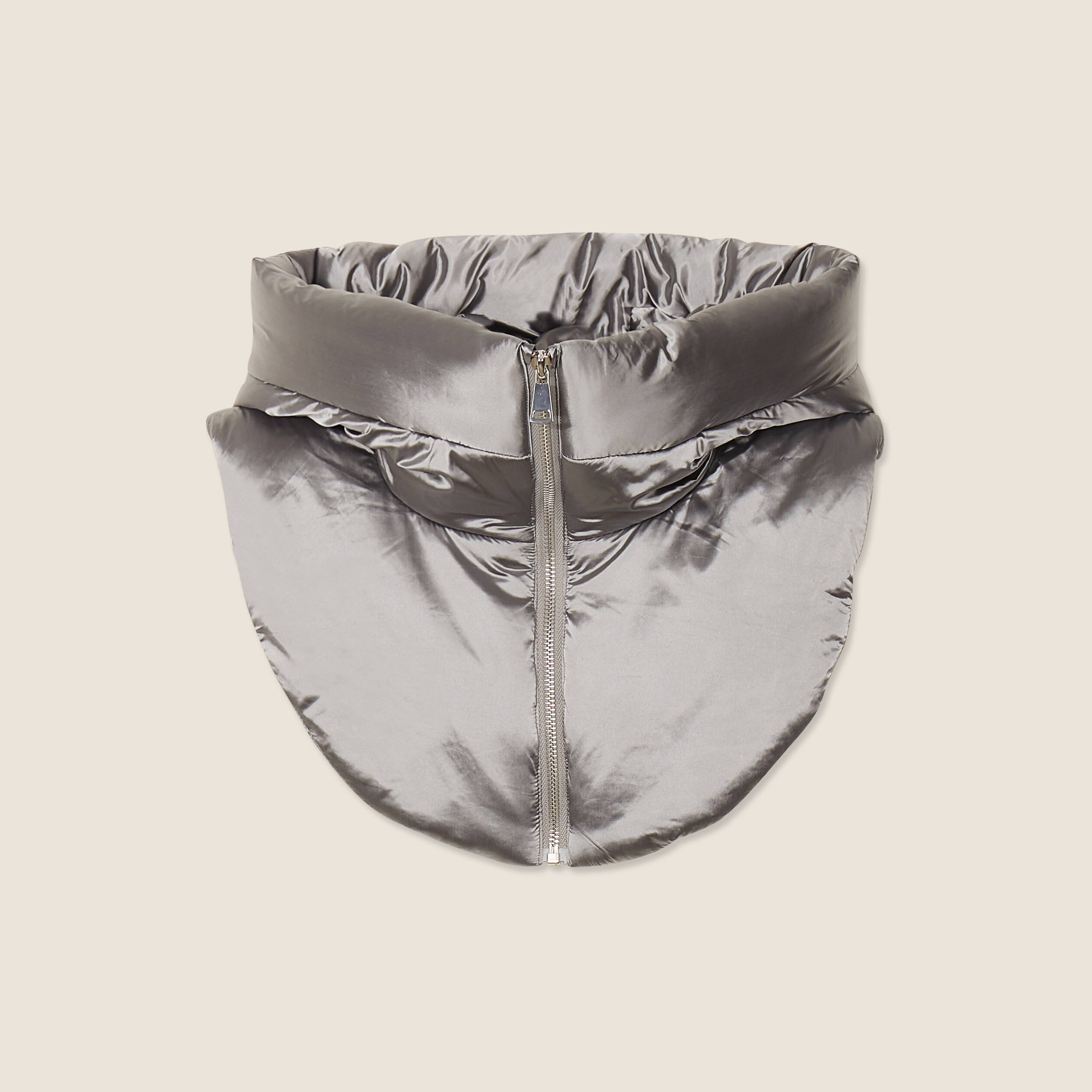 Col doudoune à capuche gris argent femme
