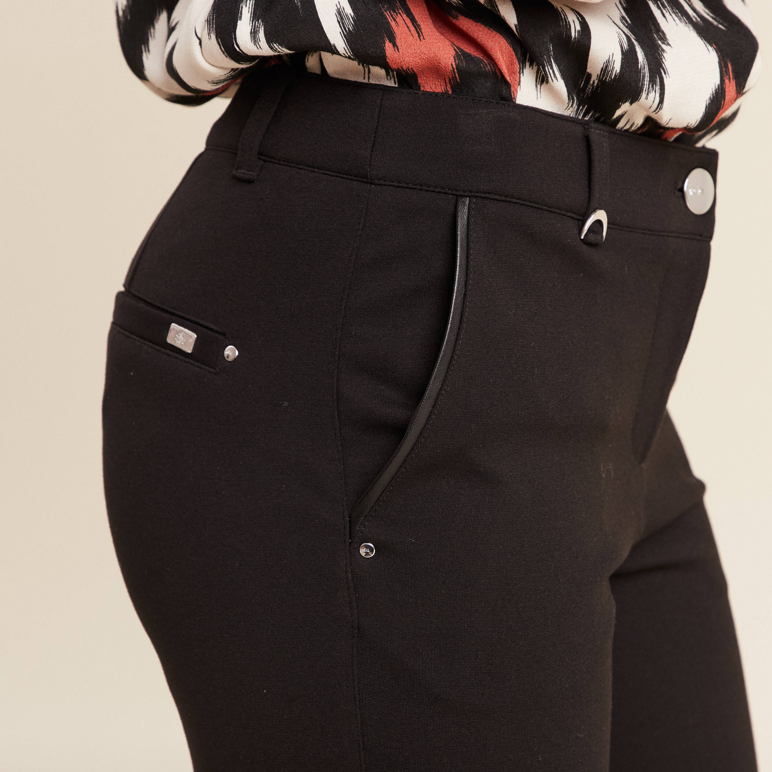 pantalon ajuste details zippes noir femme Pantalon ajusté détails zippés noir femme