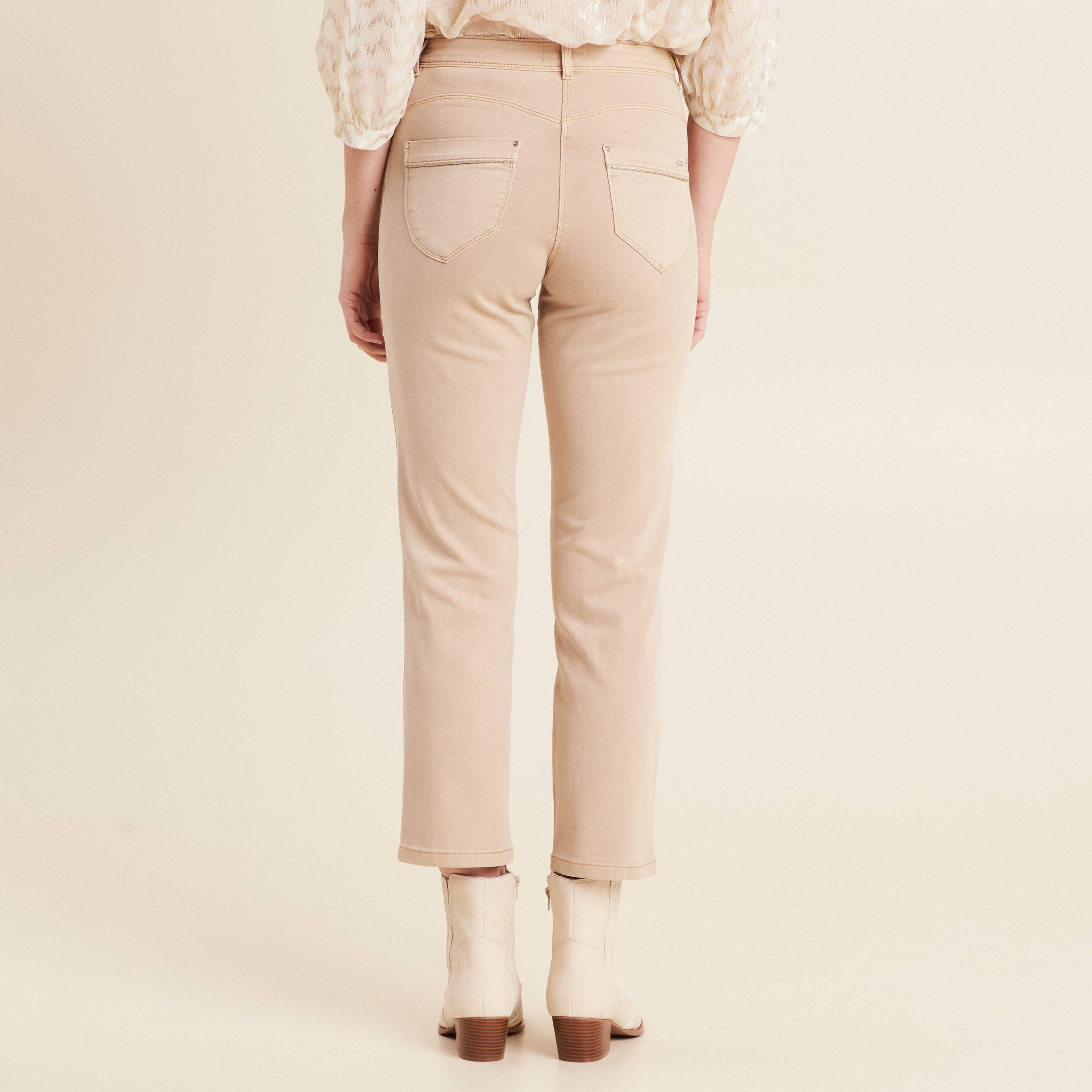 jean droit 78eme denim beige femme Jean droit 7/8ème denim beige femme