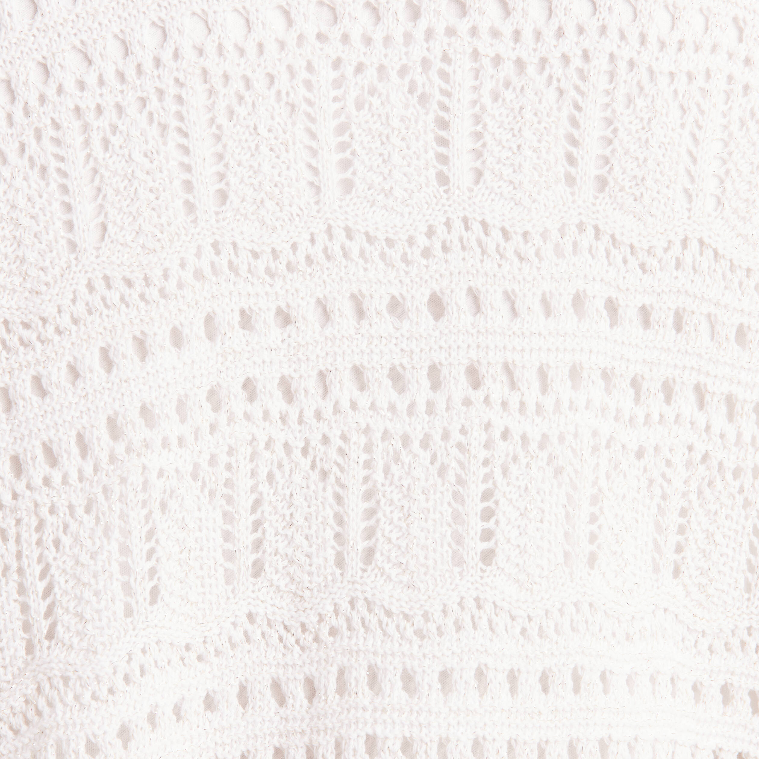 Gilet manches longues ajouré ecru femme