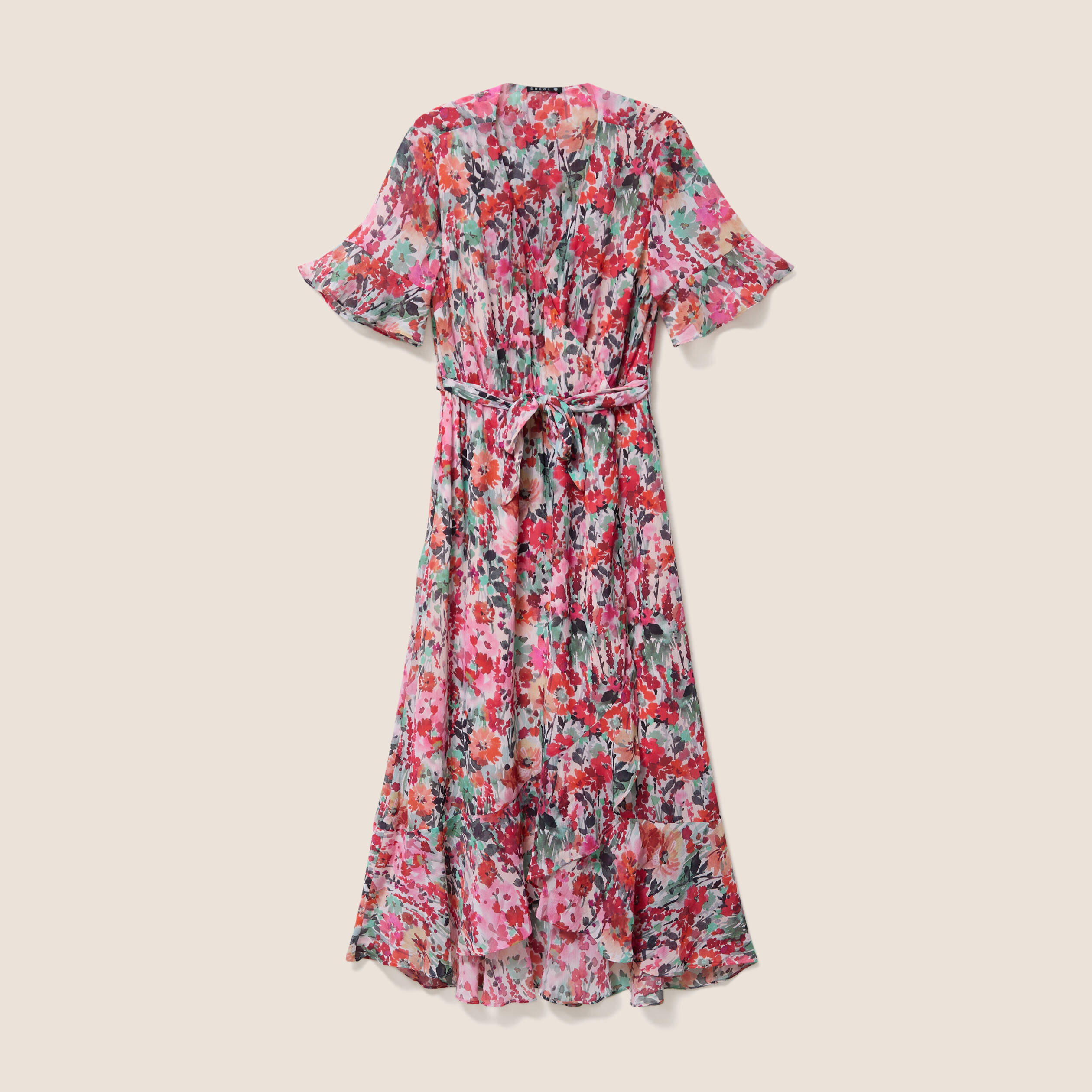 Robe longue portefeuille multicolore femme