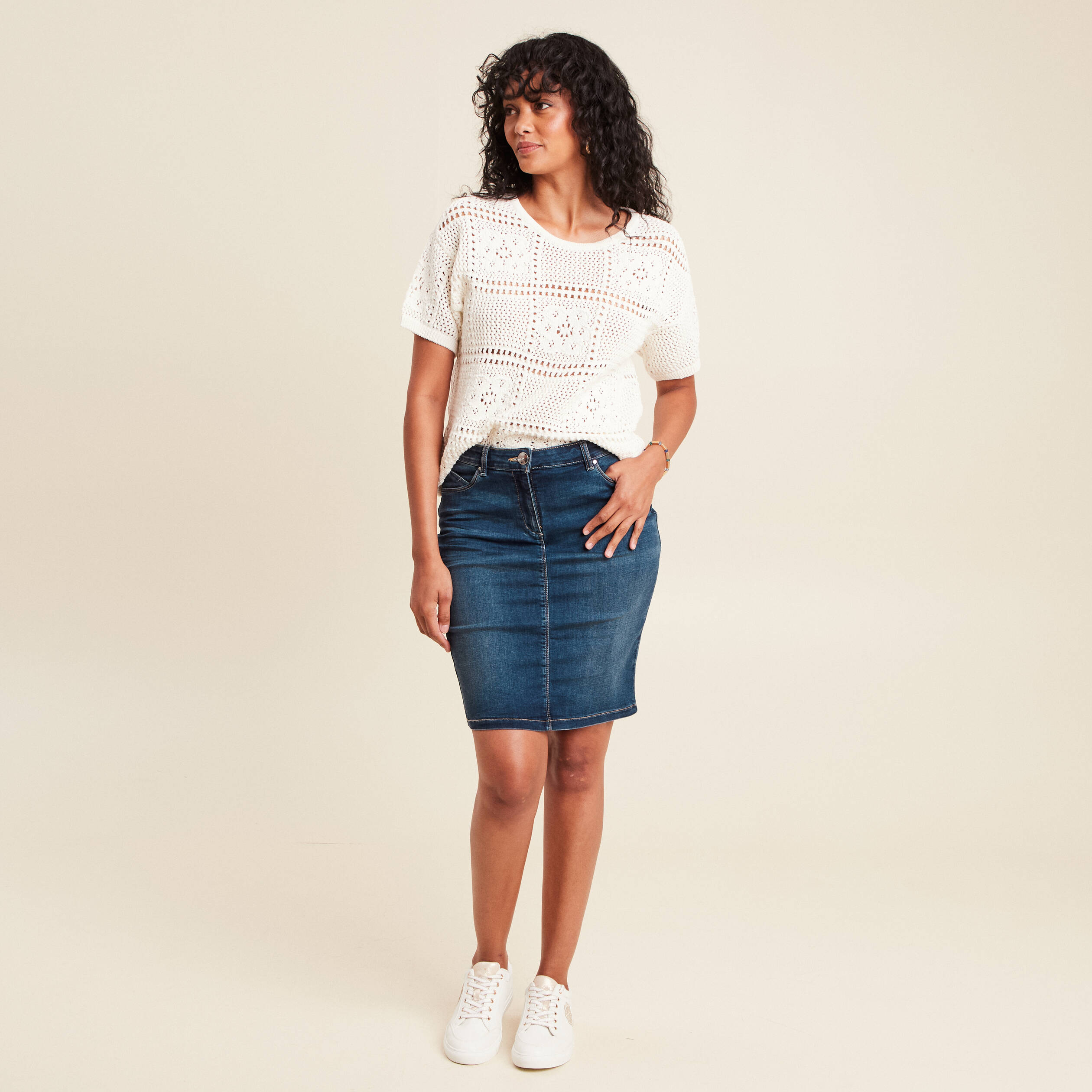 jupe droite denim brut femme Jupe droite denim brut femme