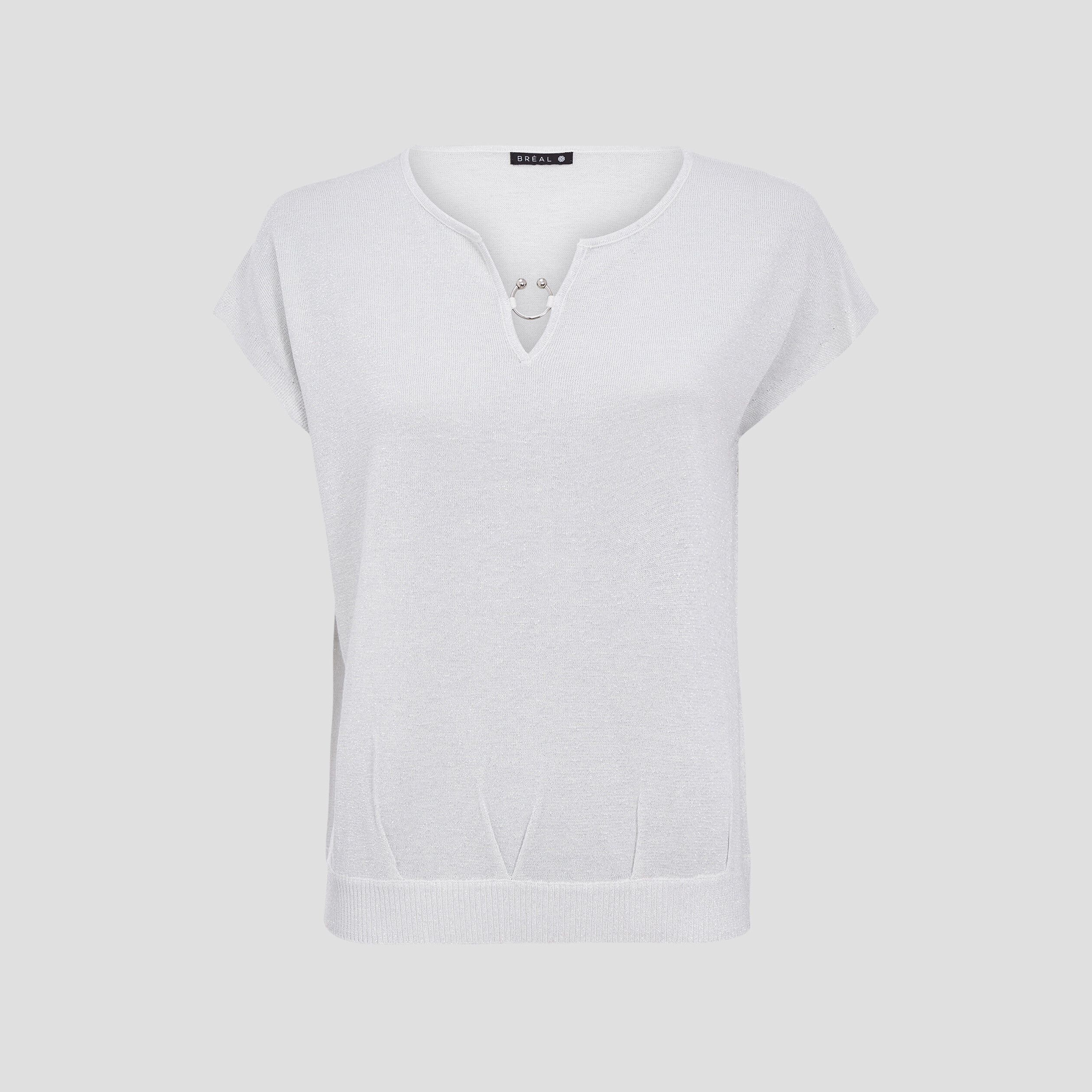 Pull à manches courtes ecru femme