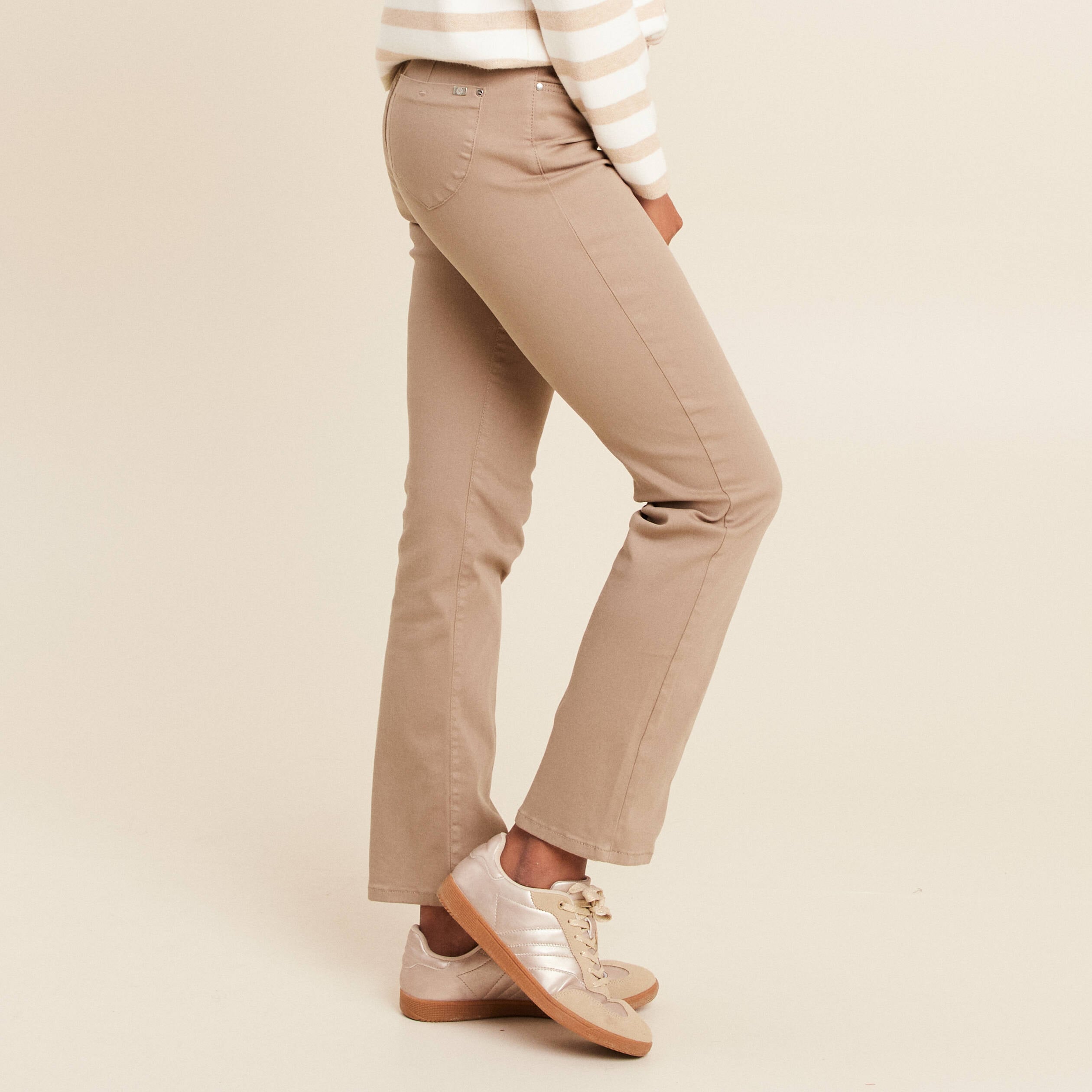 Pantalon magique L'Unique effet brillant taupe femme