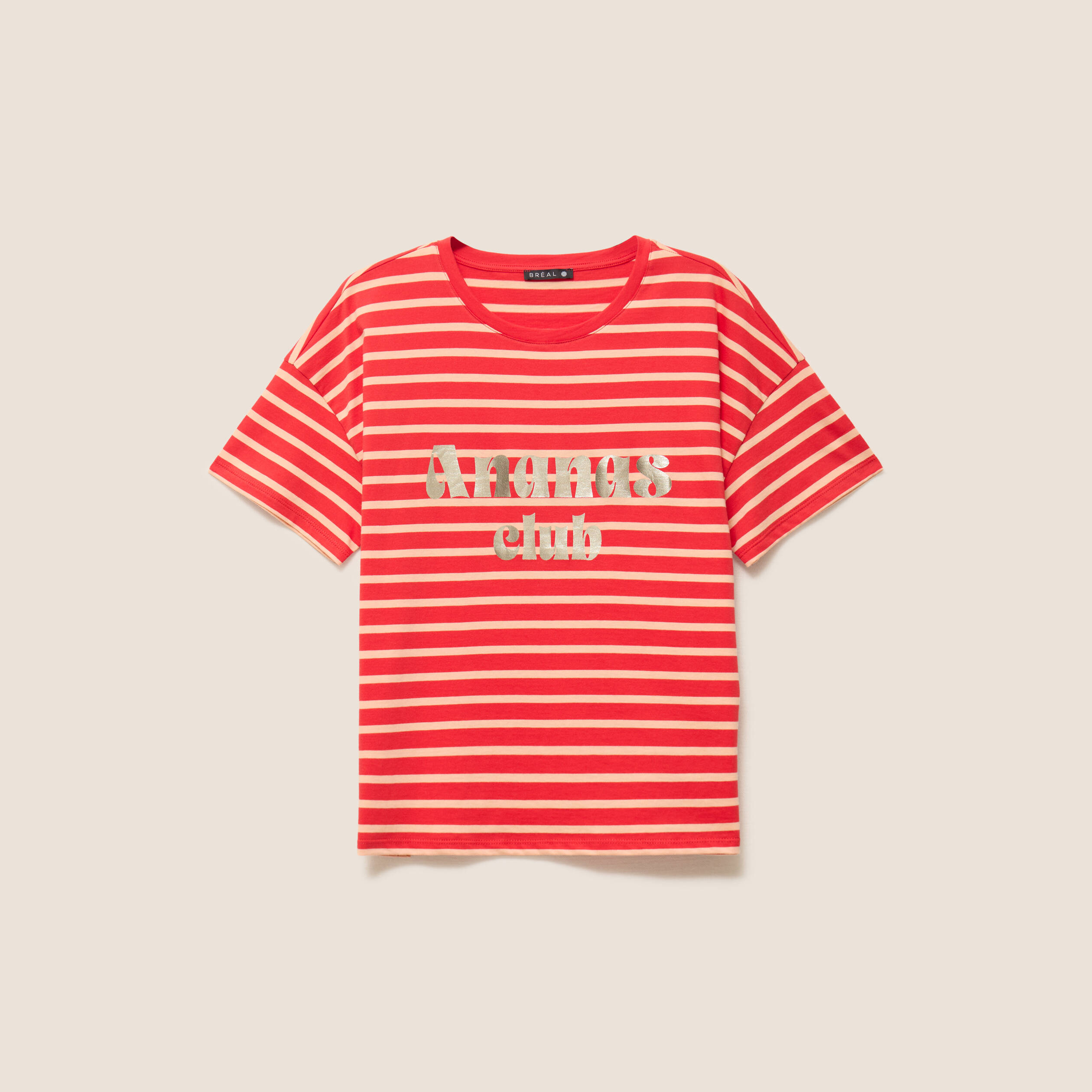 T-shirt col rond manches courtes rose femme