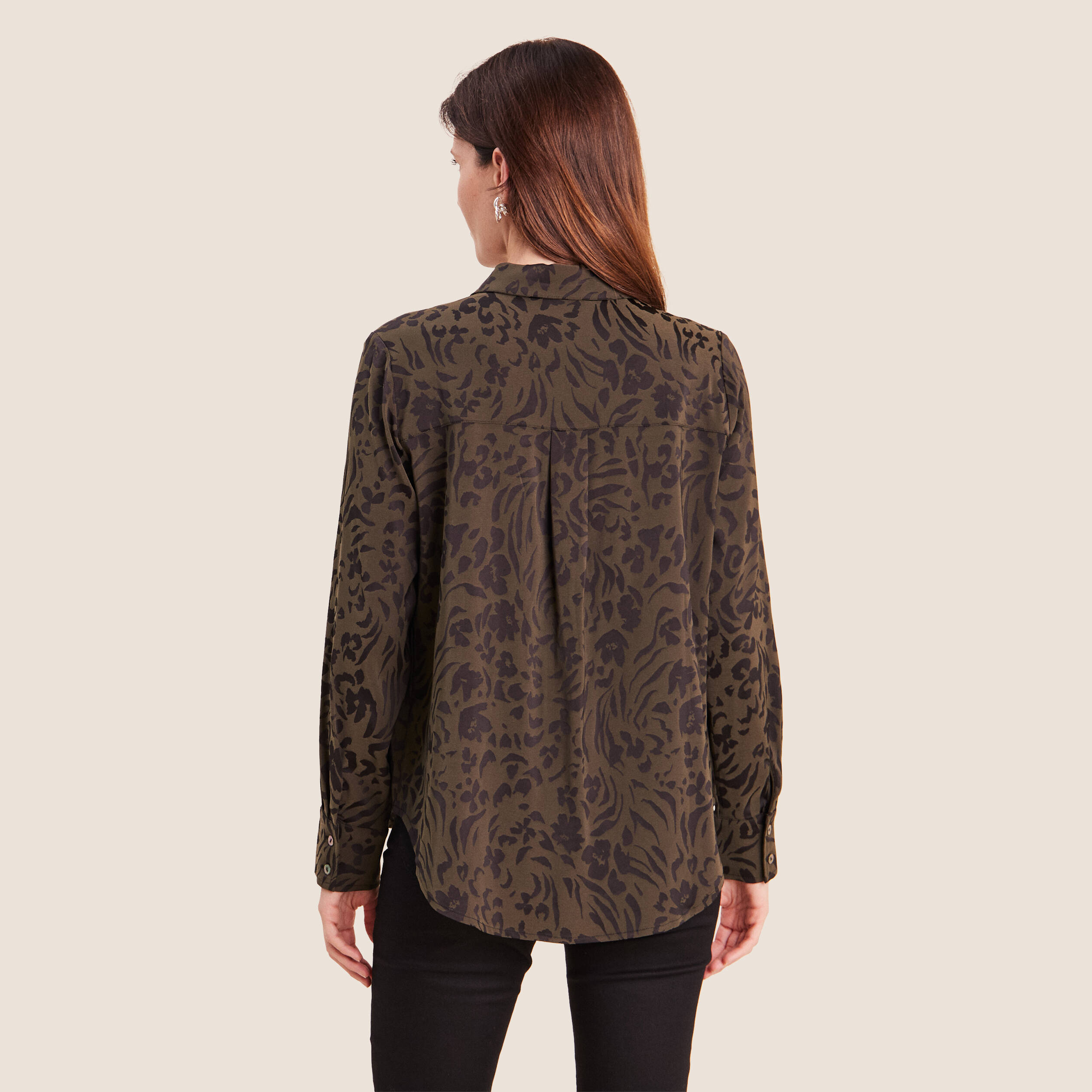 Chemise manches longues vert femme