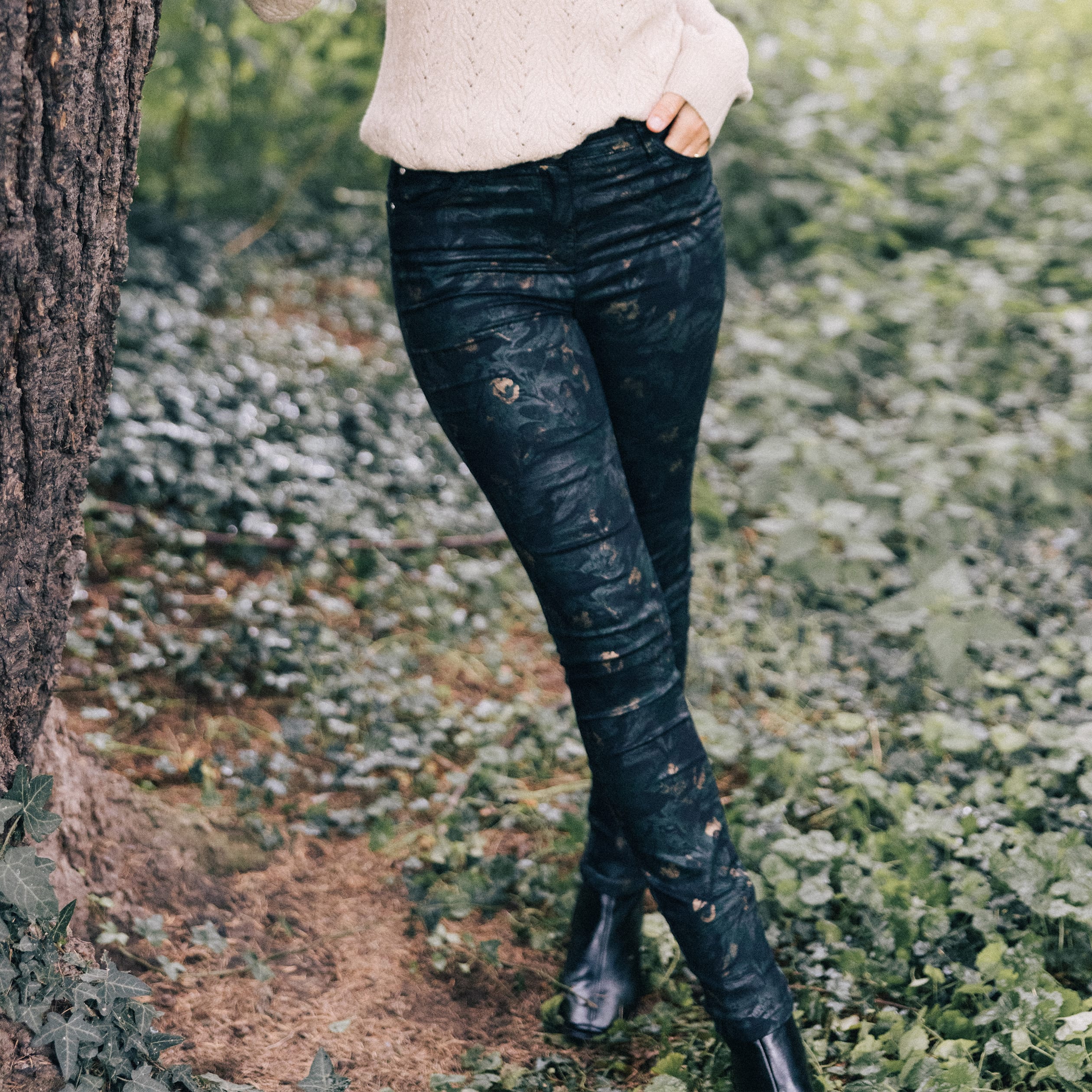 Pantalon ajusté noir femme