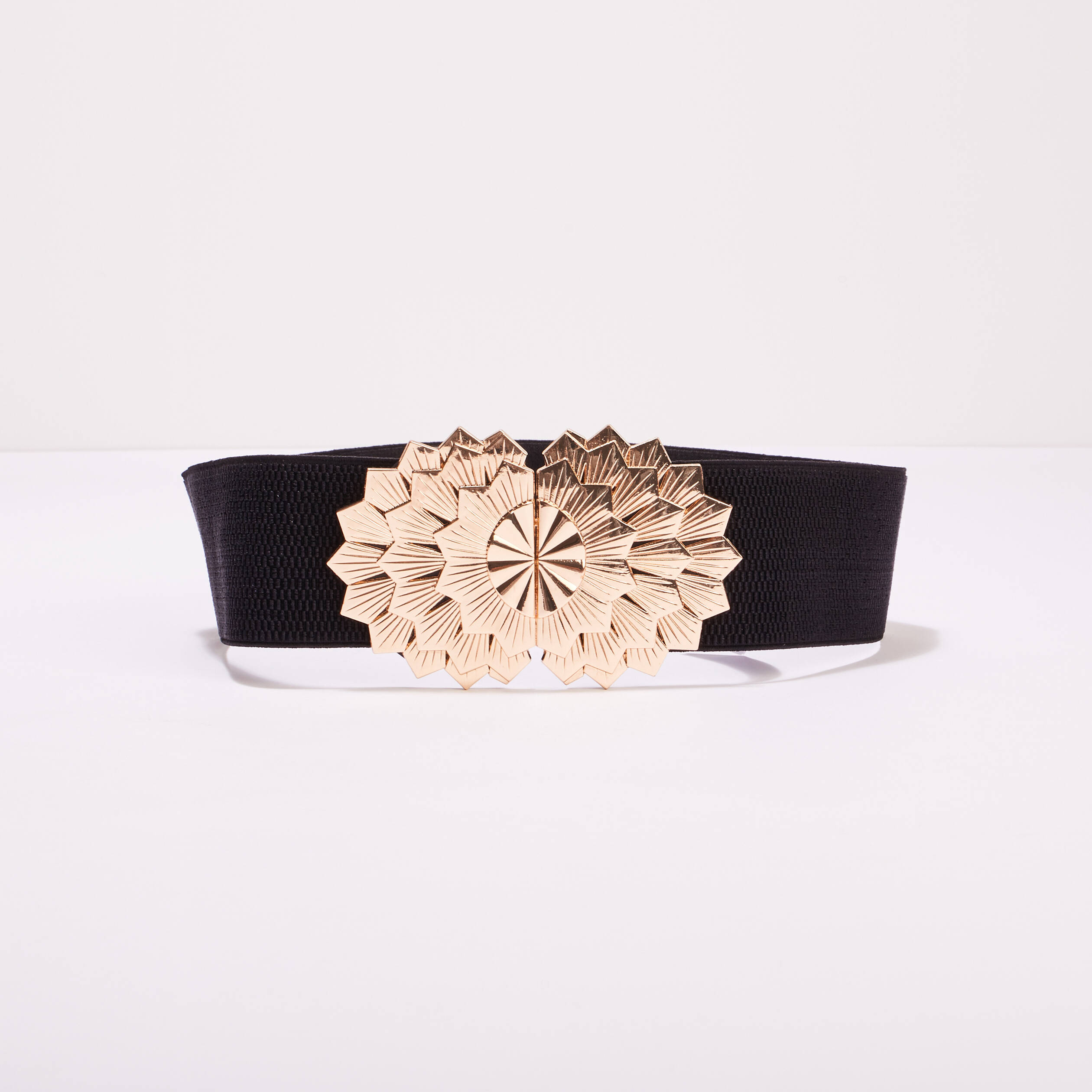 Ceinture élastiquée large noir femme