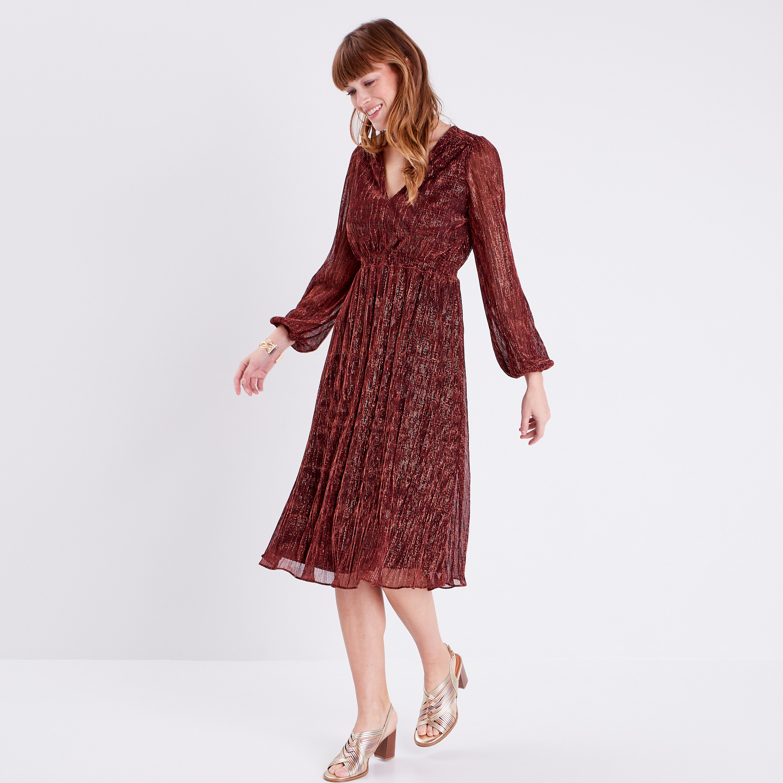 Robe longue droite rose femme