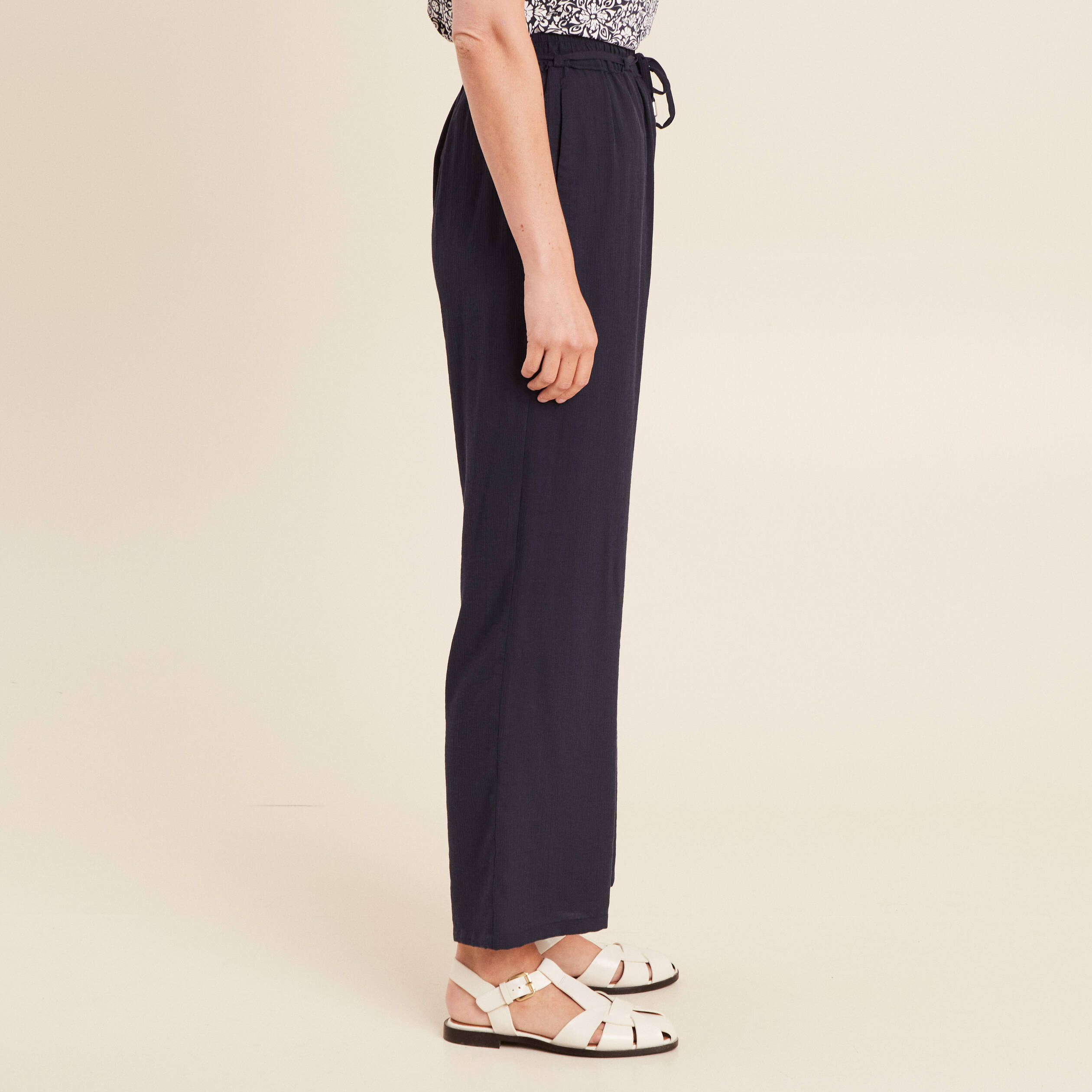 pantalon large 78eme bleu fonce femme Pantalon large 7/8ème bleu foncé femme