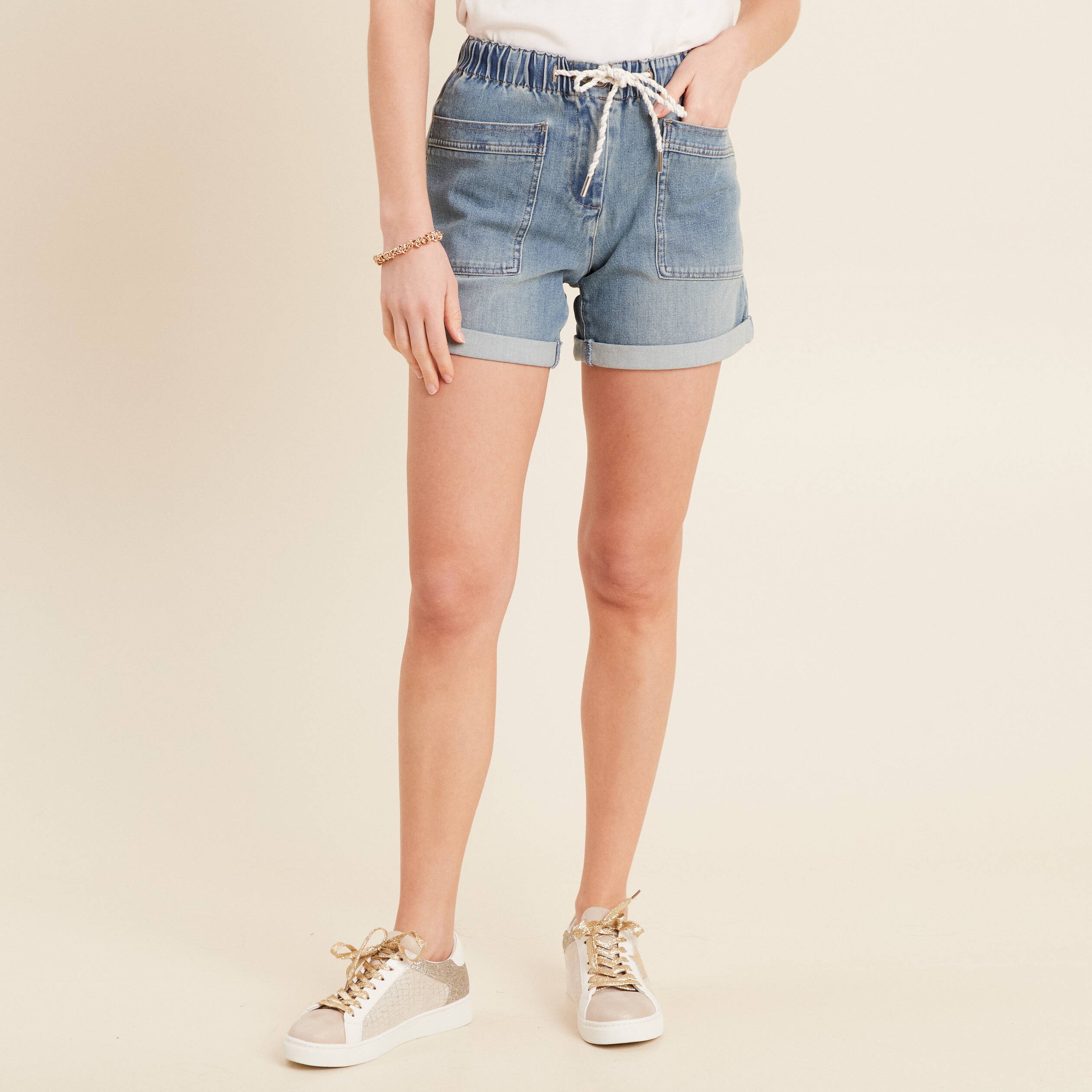 short relax en jean denim double stone femme Short relax en jean denim double stone femme