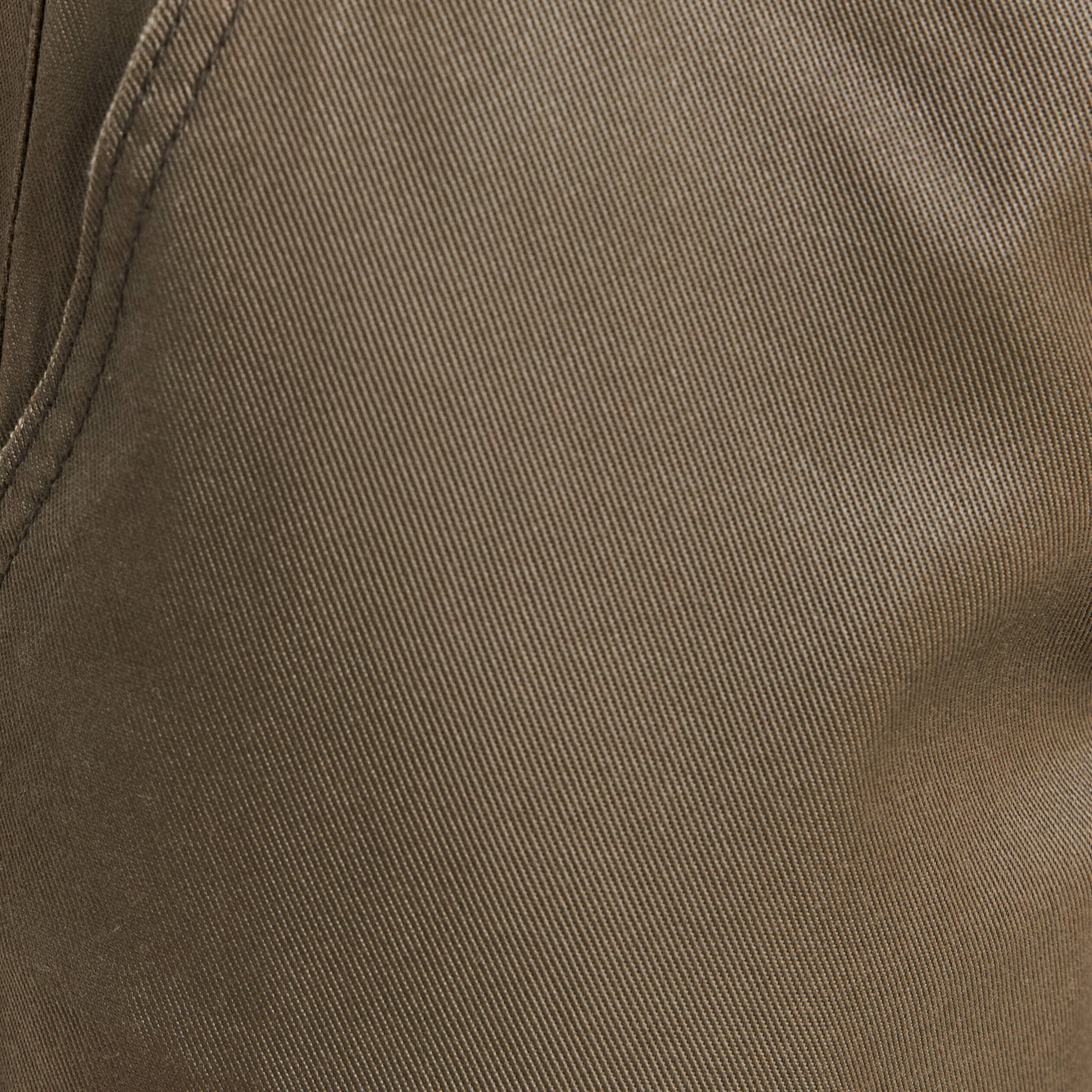 Pantalon coupe chino 7/8&egrave;me effet enduit vert kaki femme