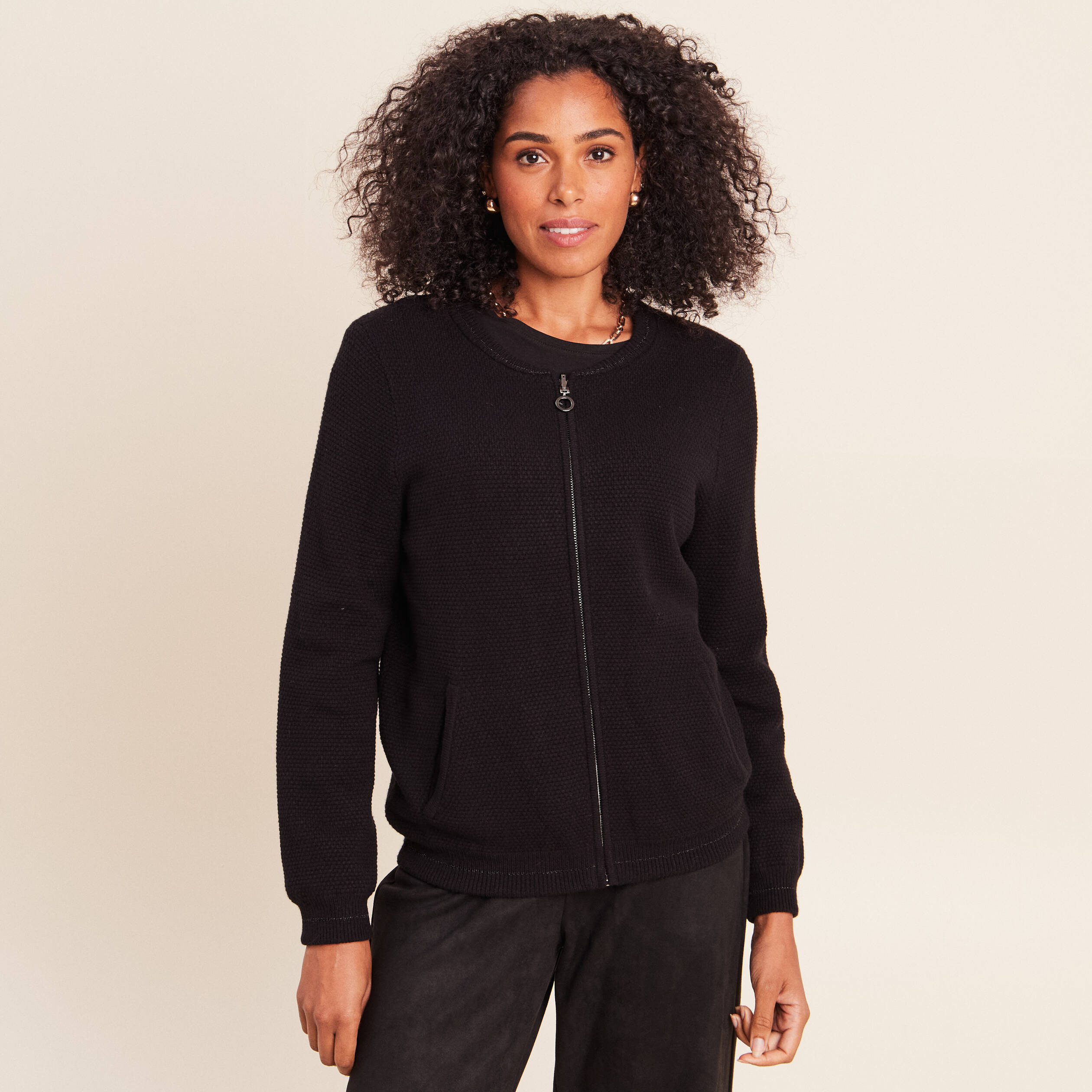 Gilet r&eacute;versible manches longues vert femme