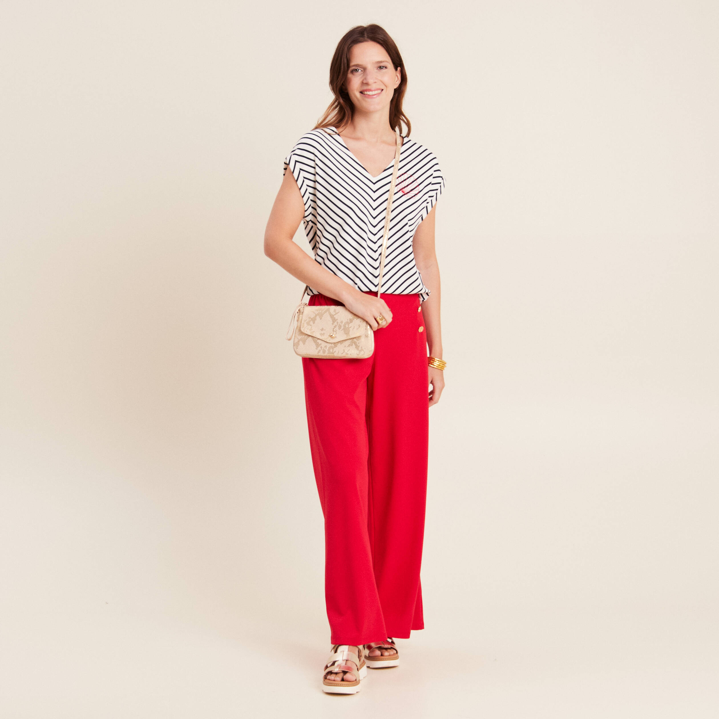 T-shirt manches courtes brodé blanc femme