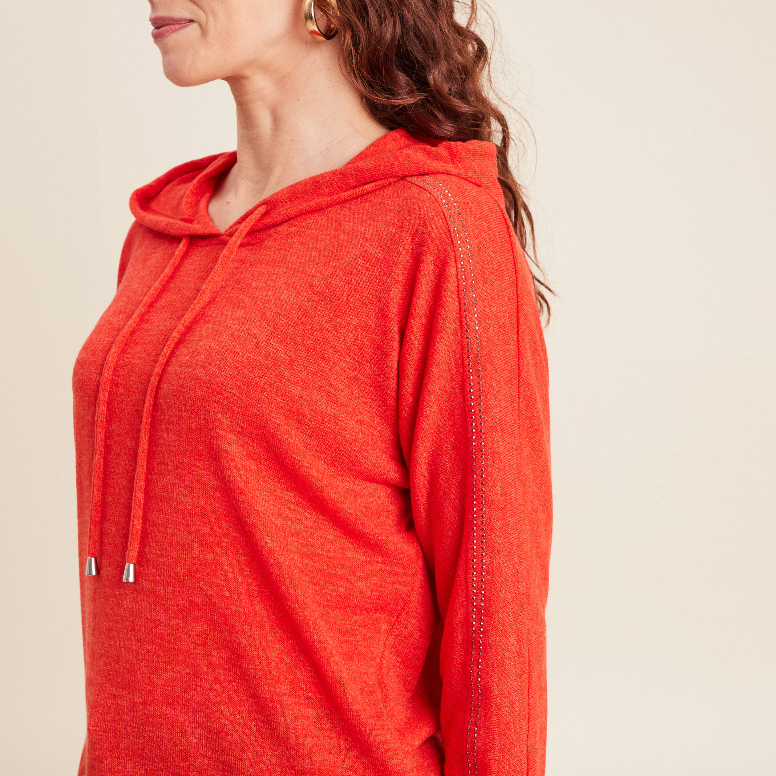 Sweat à capuche orange foncé femme