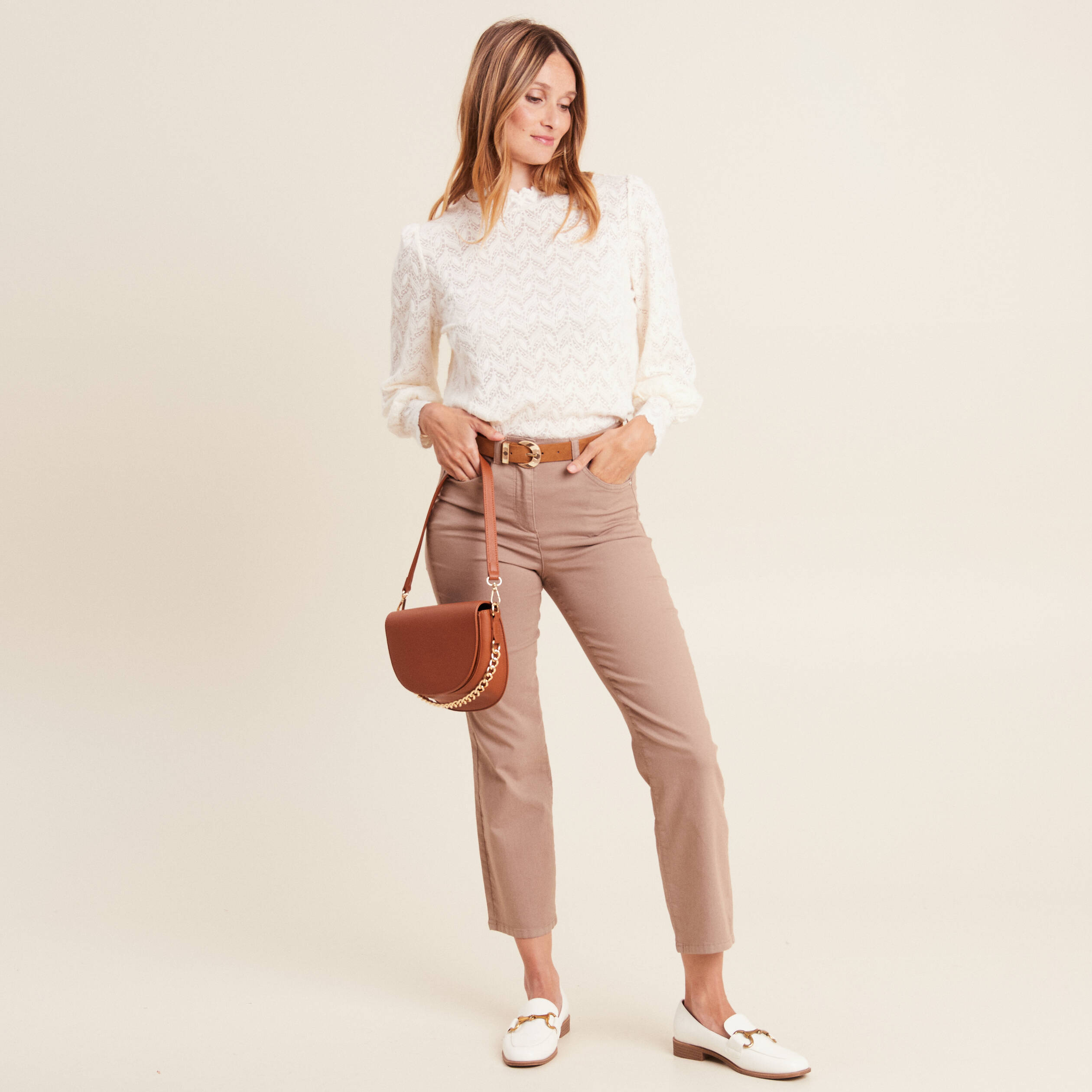 T-shirt manches longues ecru femme