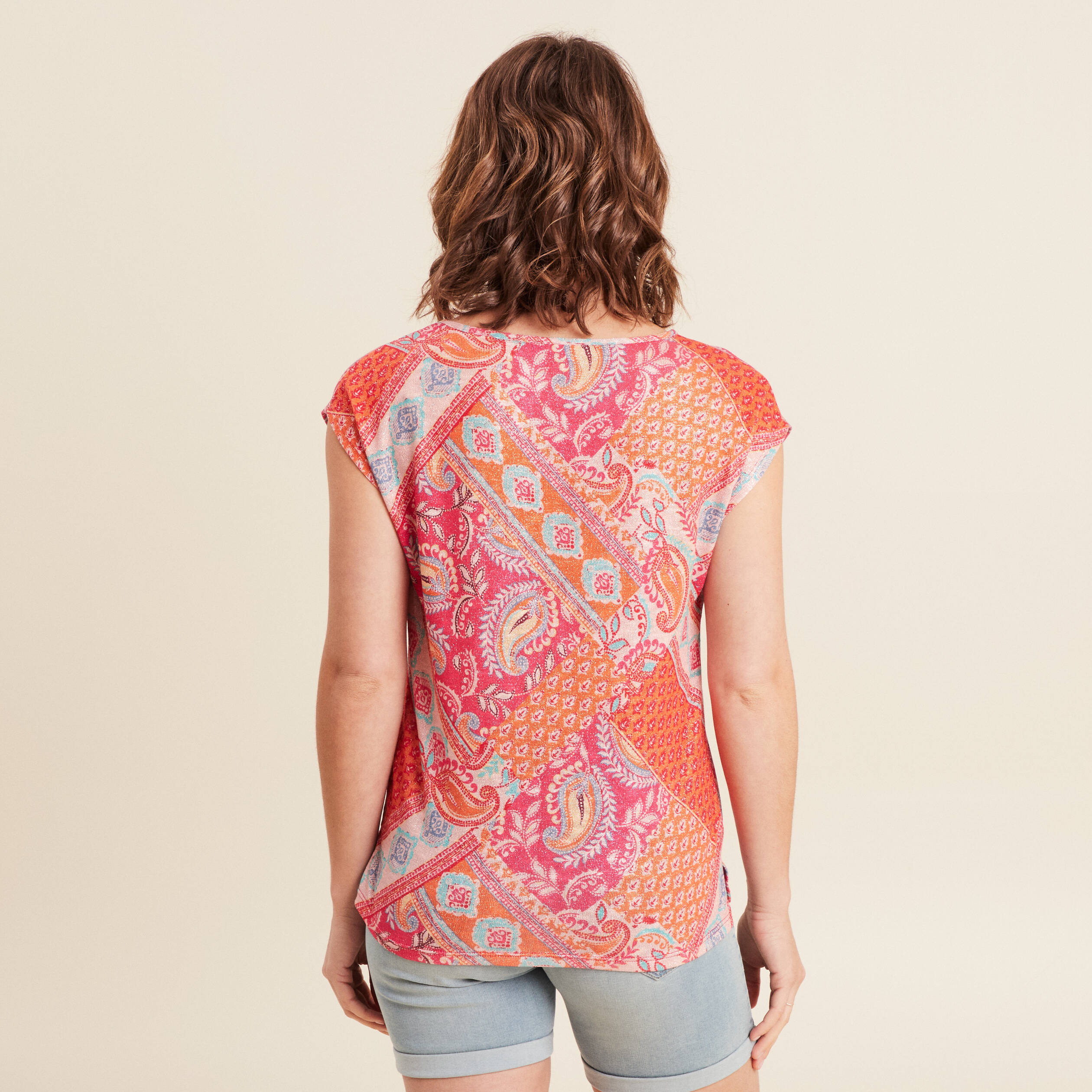 T-shirt manches courtes orange femme