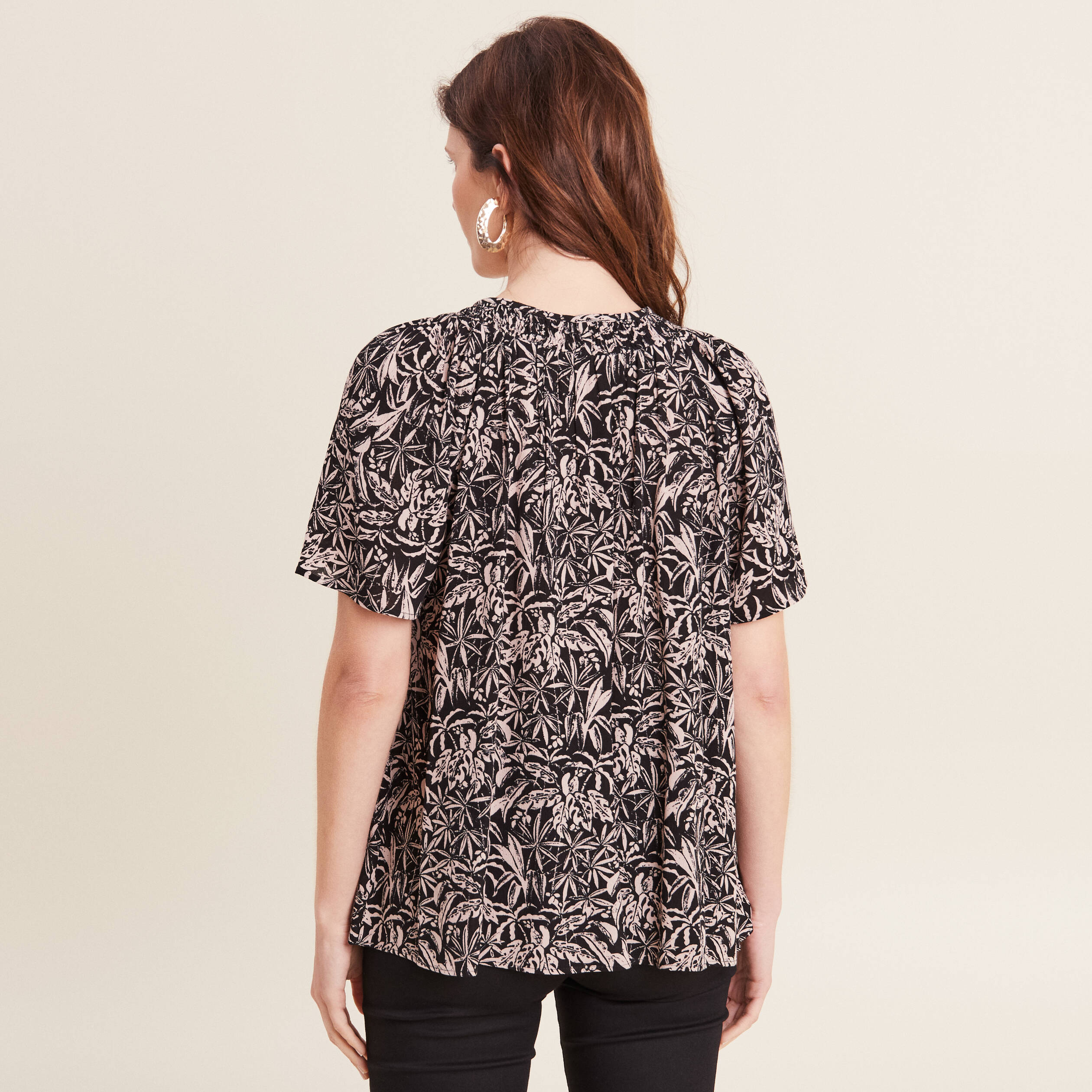 Blouse manches courtes noir femme