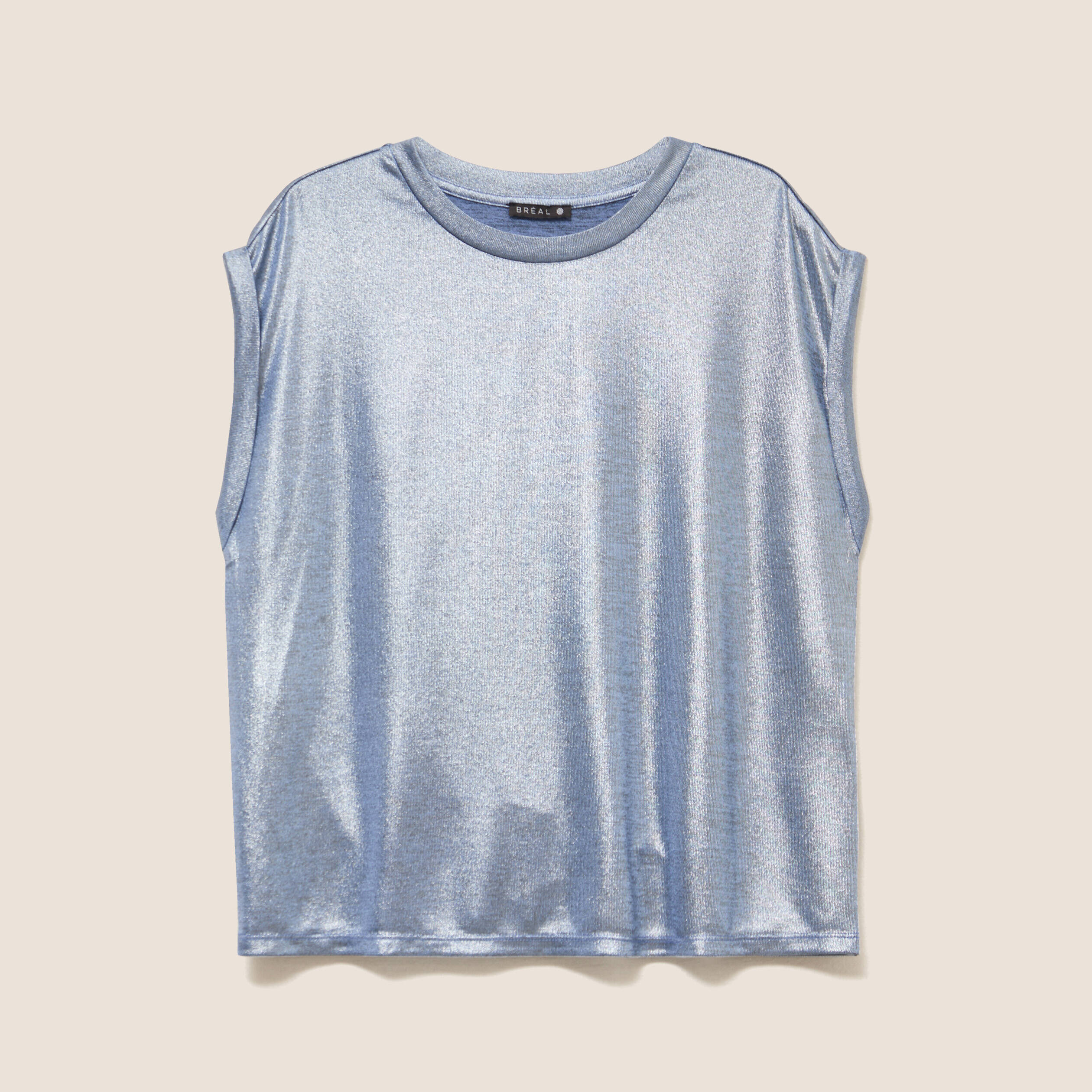 T-shirt Bleu Ciel Col Rond - Taille 38, Coton, Occasion En Très Bon état