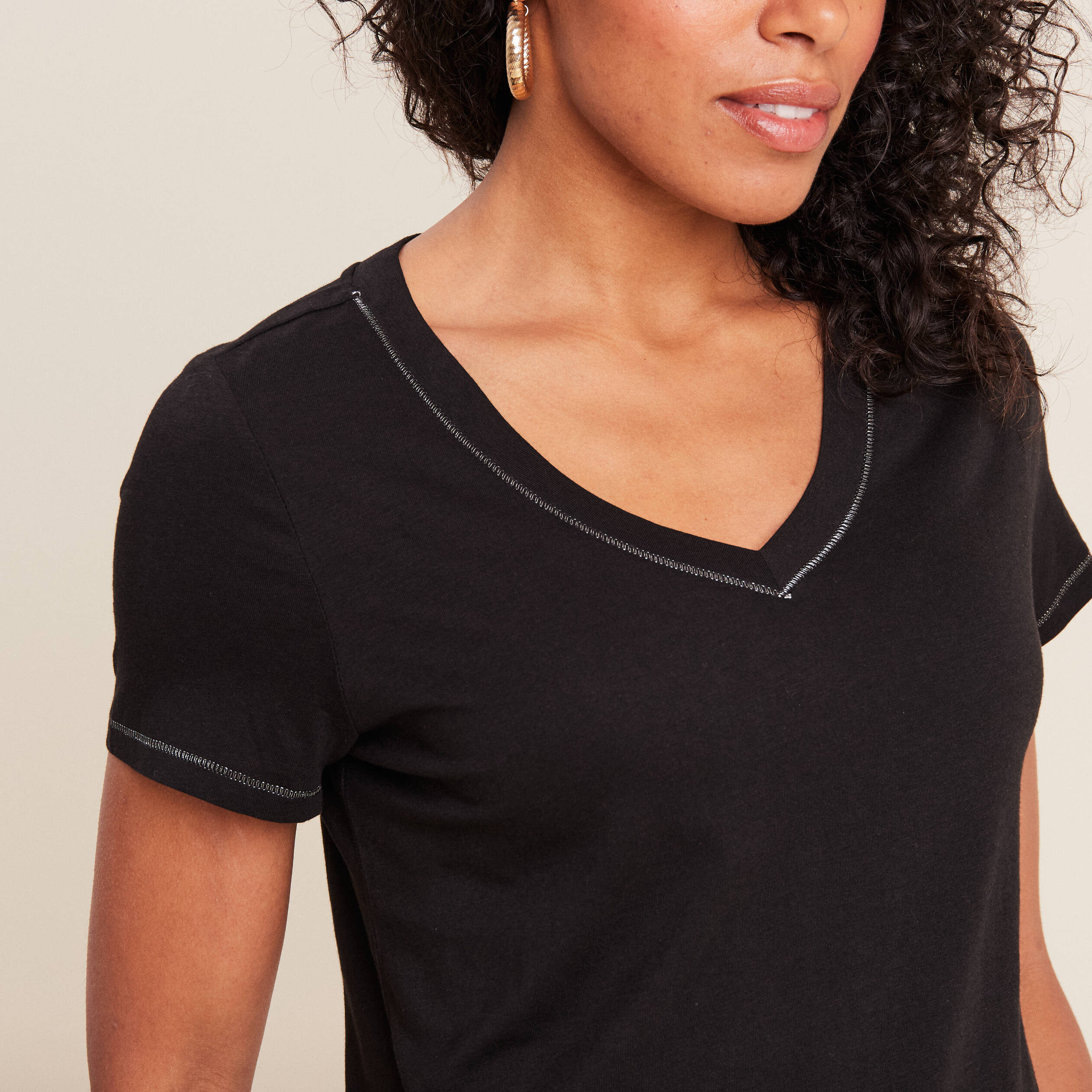 Shirt Col V Tee Shirt Femme Coton Manches Courtes Col V Tee Shirt