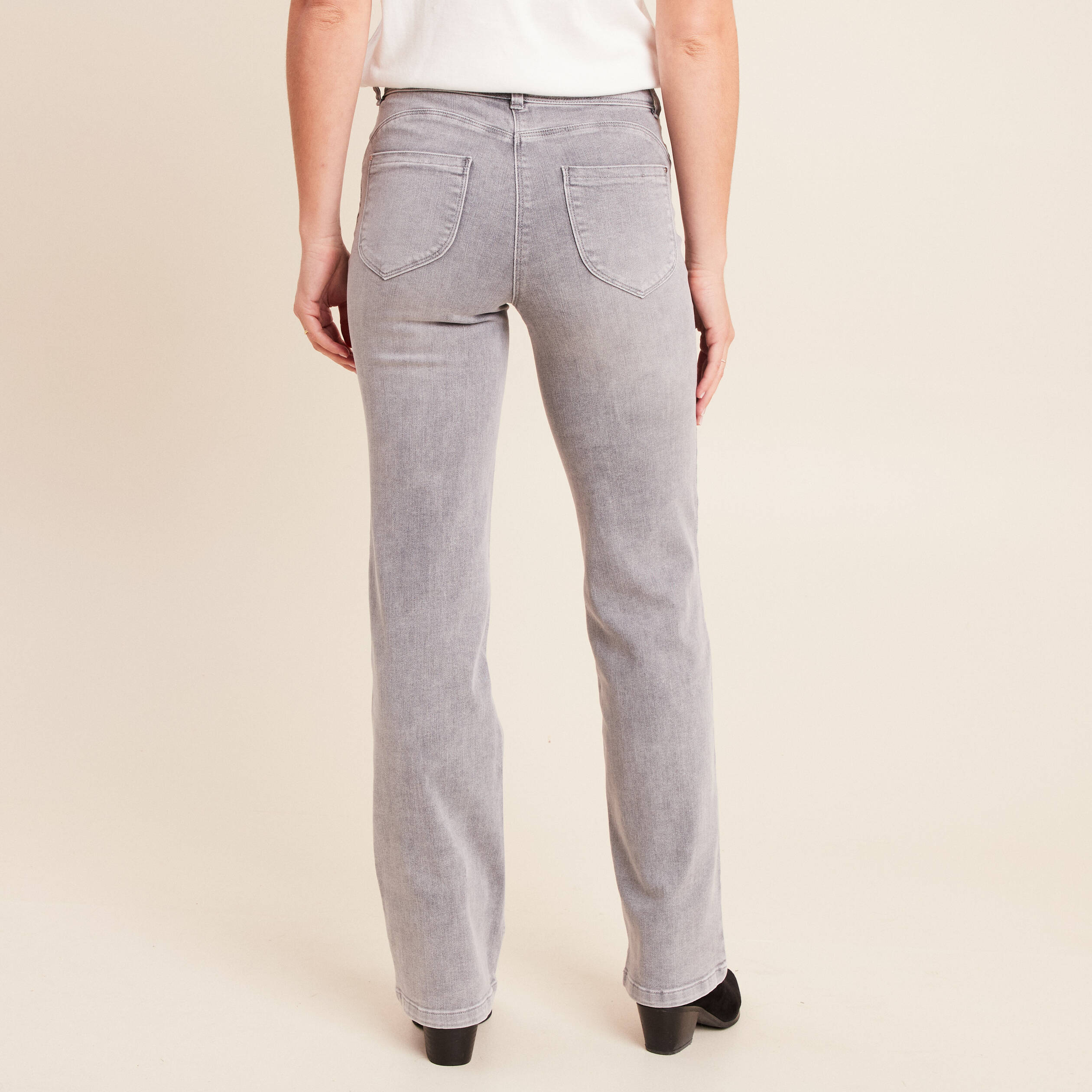 Jean taille haute denim gris clair femme