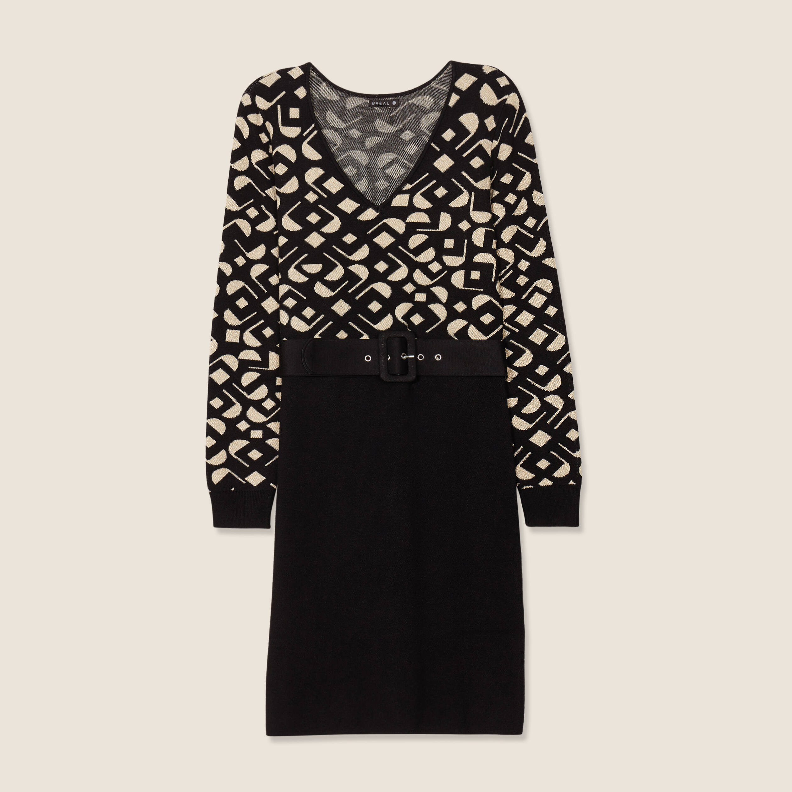 Robe tricot ajustée 2-en-1 noir femme