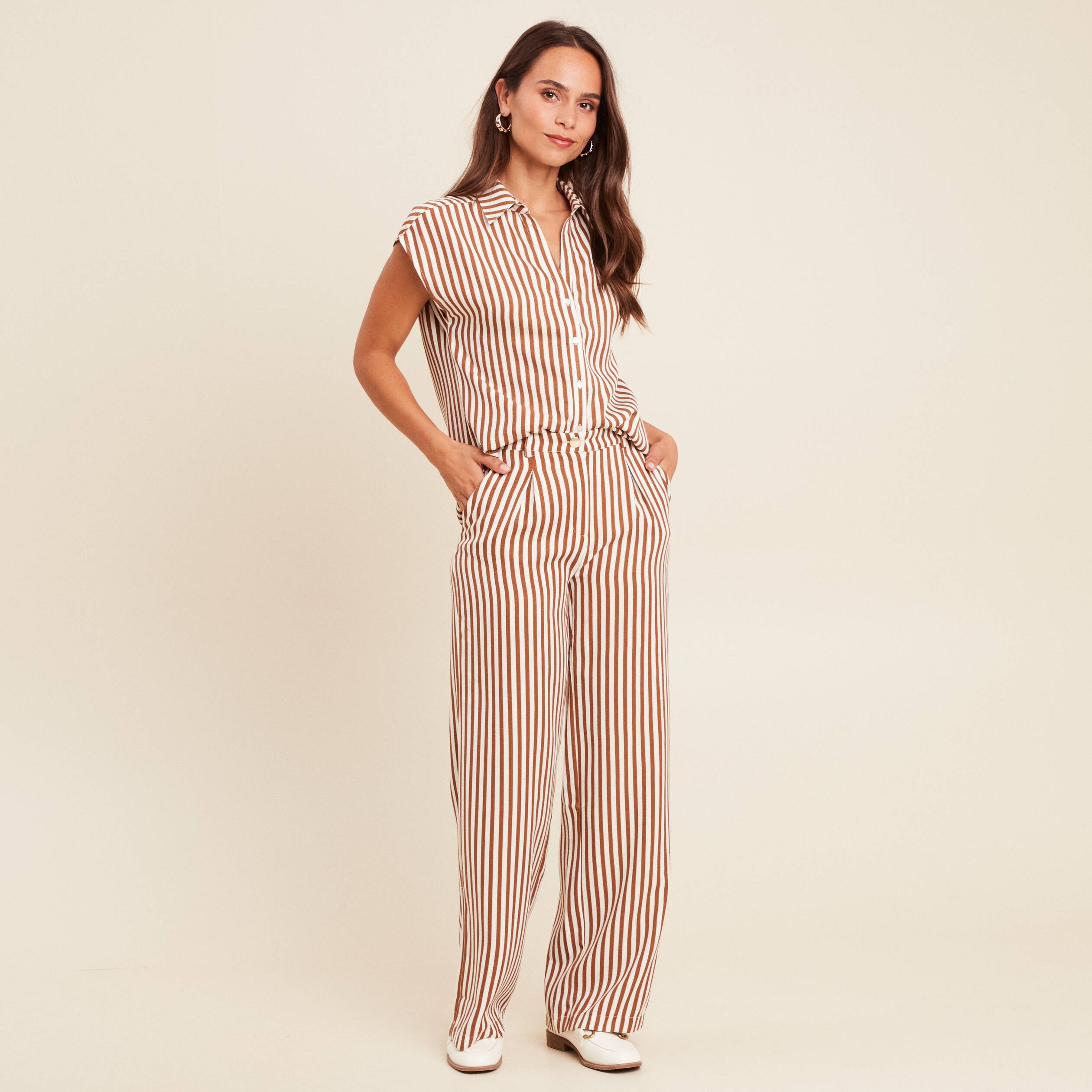 pantalon large taille haute blanc femme Pantalon large taille haute blanc femme