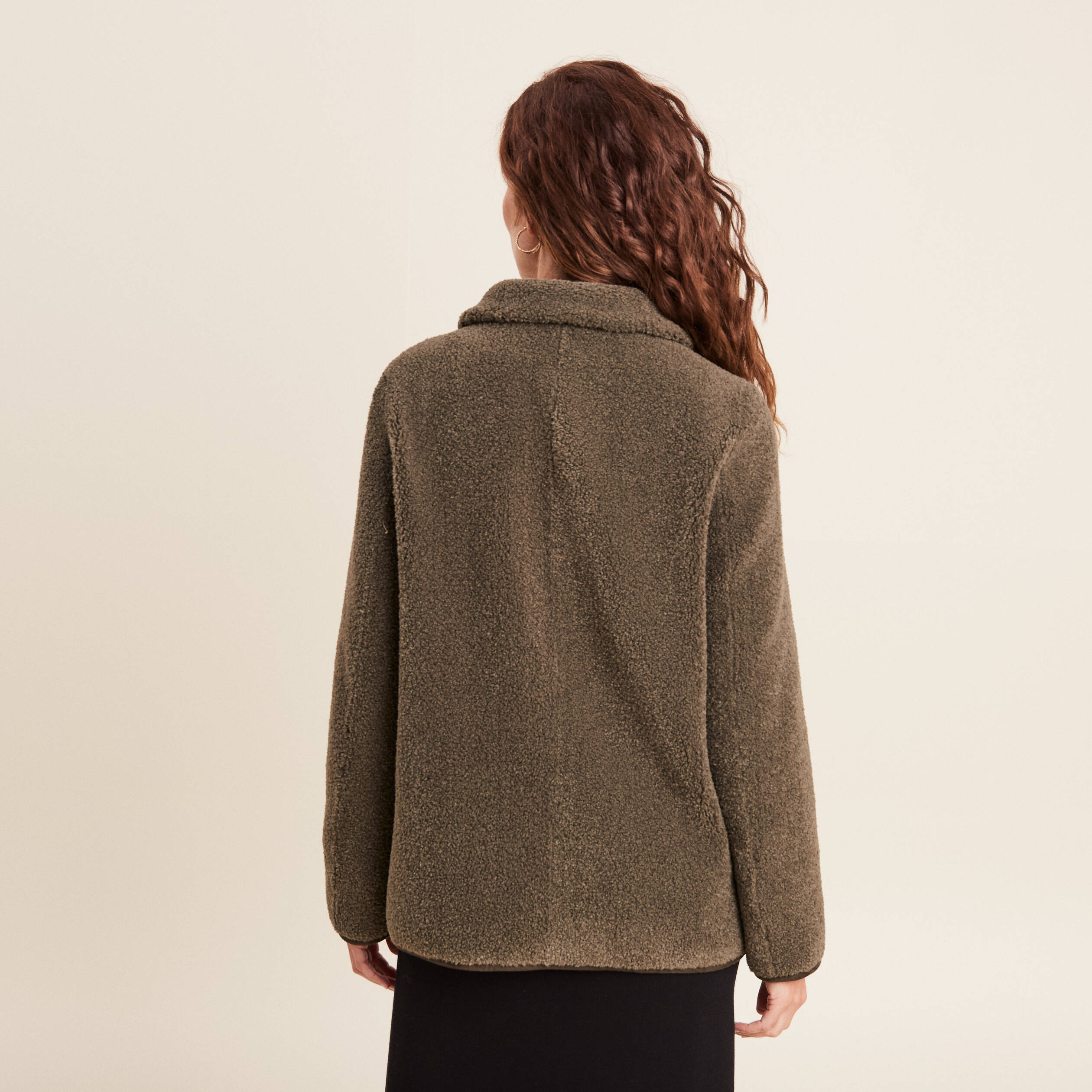 manteau droit laine mouton vert kaki femme Manteau droit laine mouton vert kaki femme