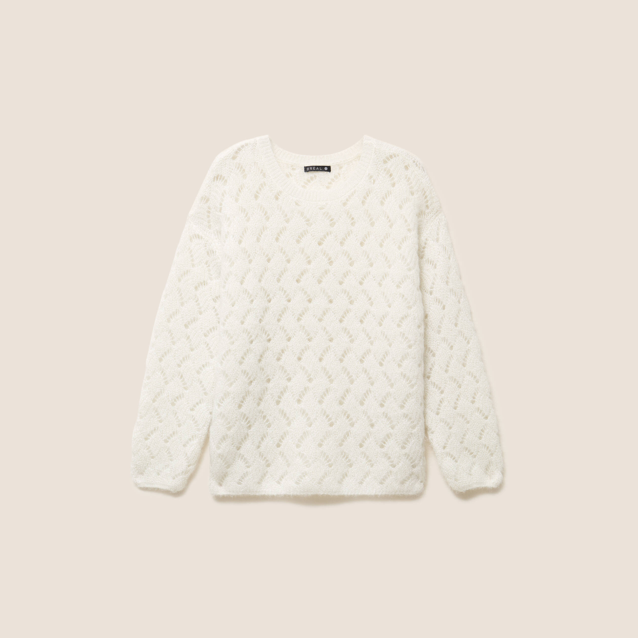 Pull manches longues ajour&eacute; ecru femme