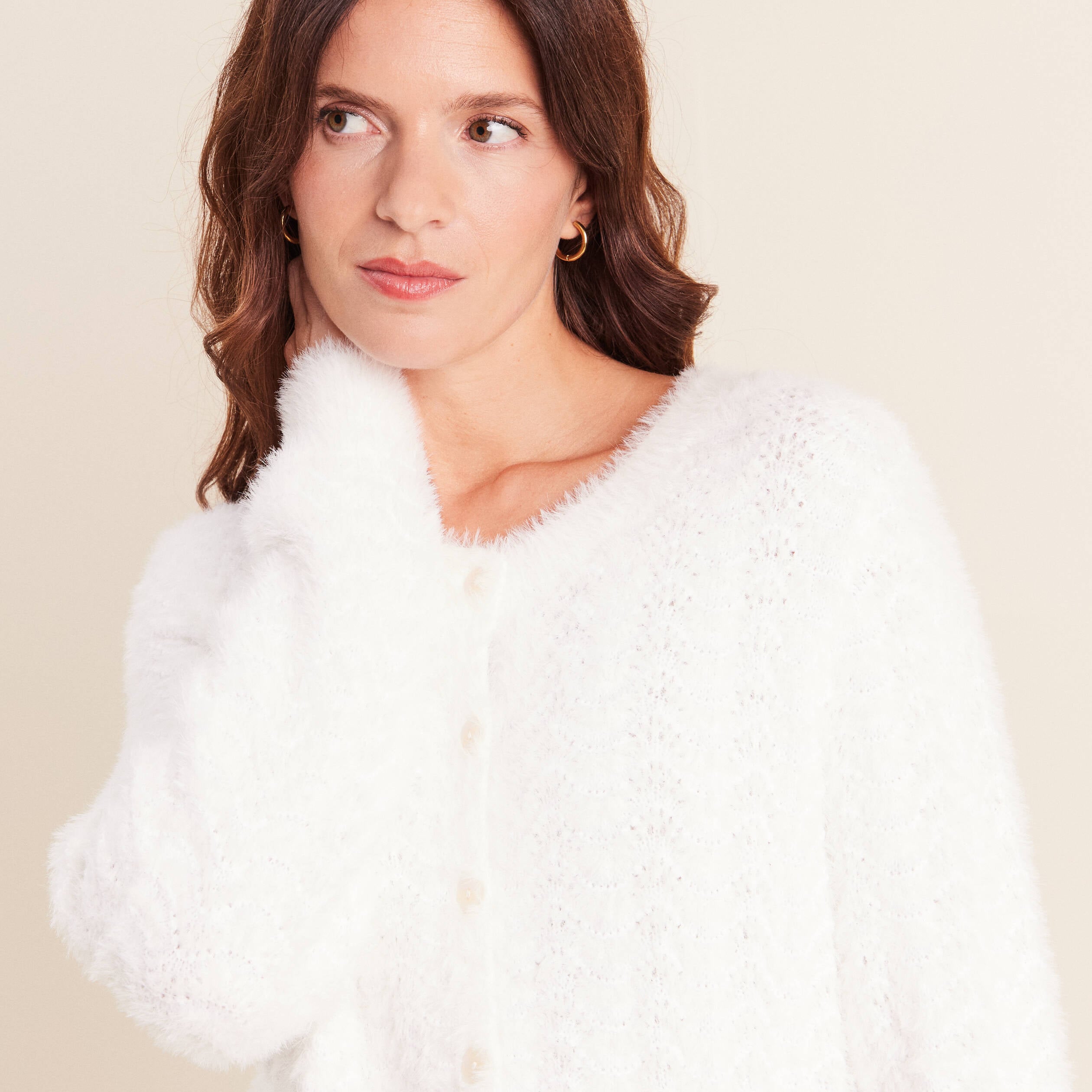 Cardigan col rond ecru femme