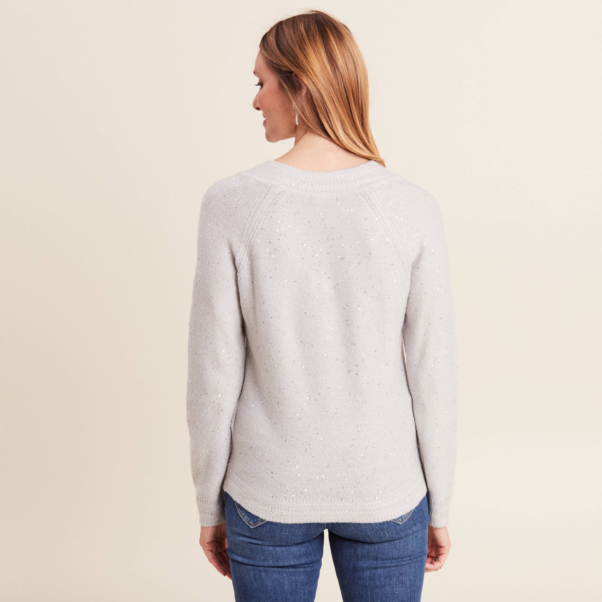 Pull manches longues gris clair femme