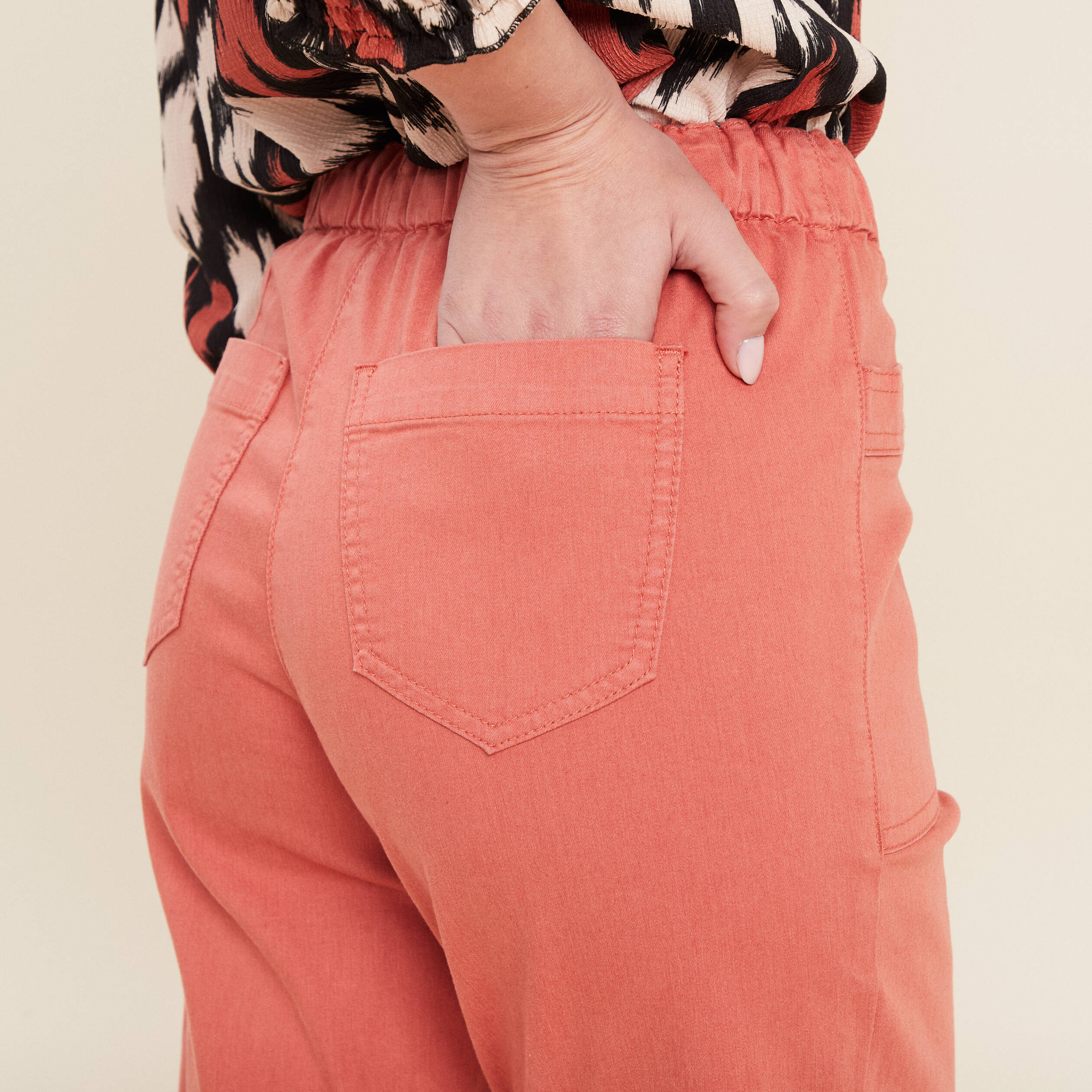 pantalon coupe droite a coulisse vieux rose femme Pantalon coupe droite à coulisse vieux rose femme