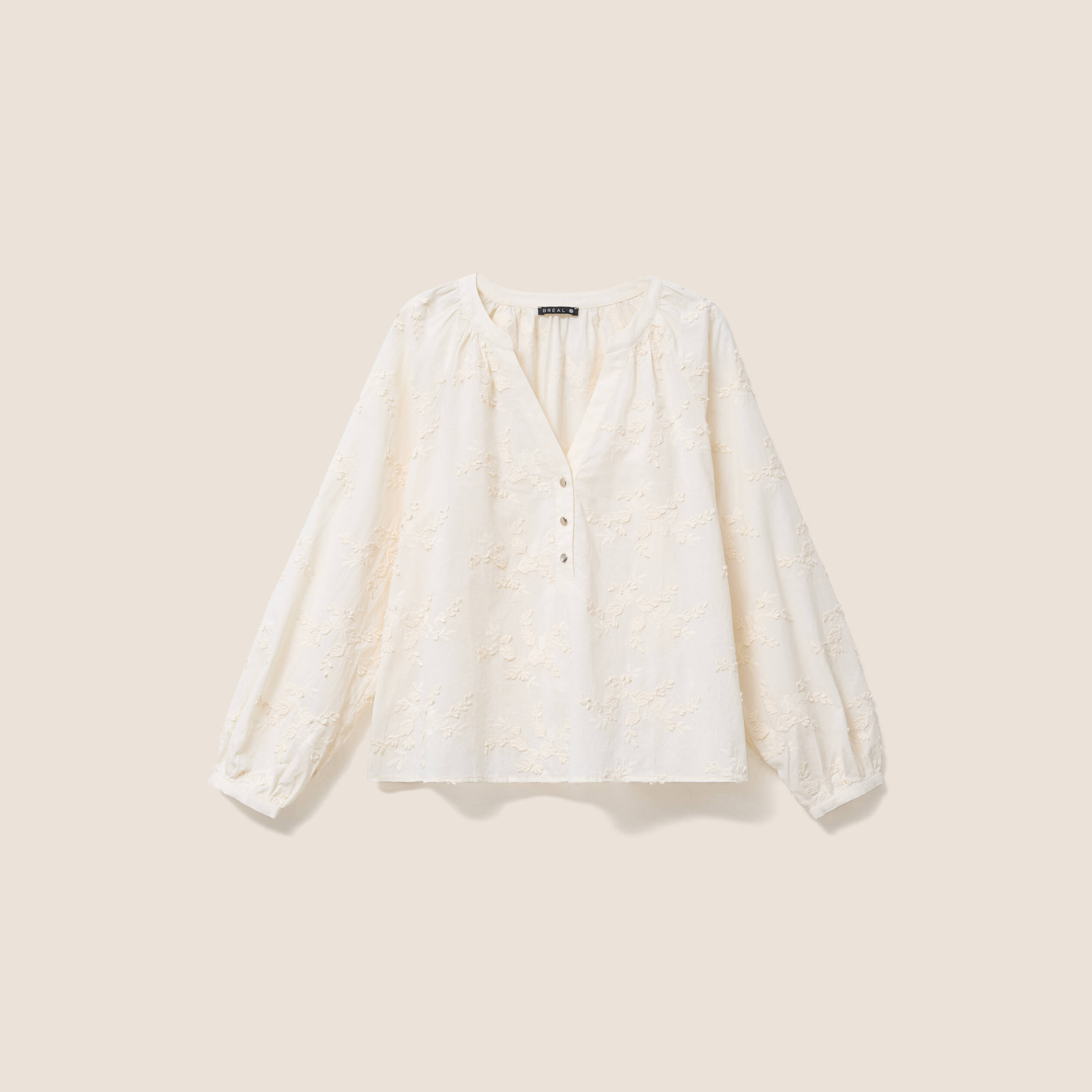 Blouse ample manches longues fluide ecru femme