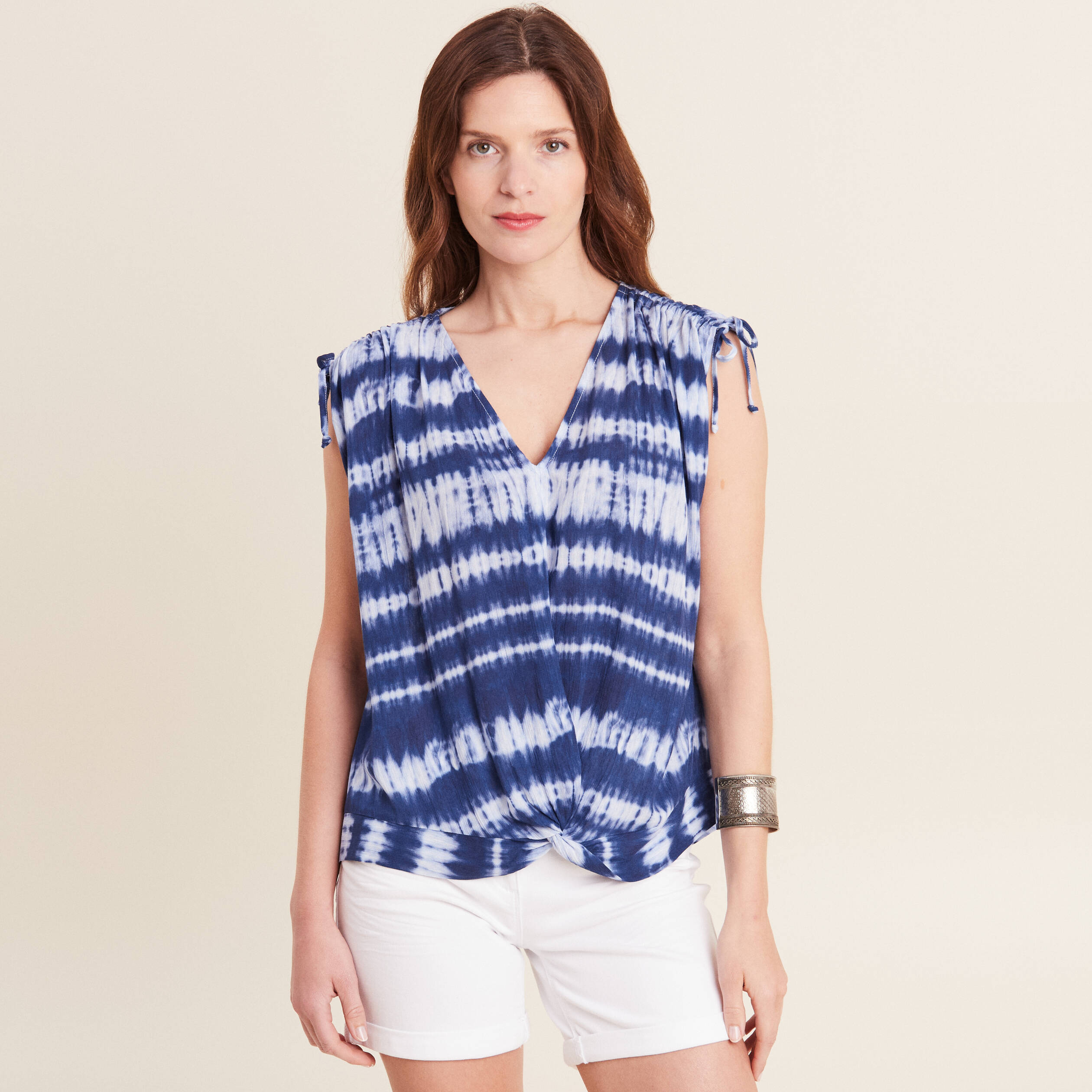 Blouse sans manches bleu femme
