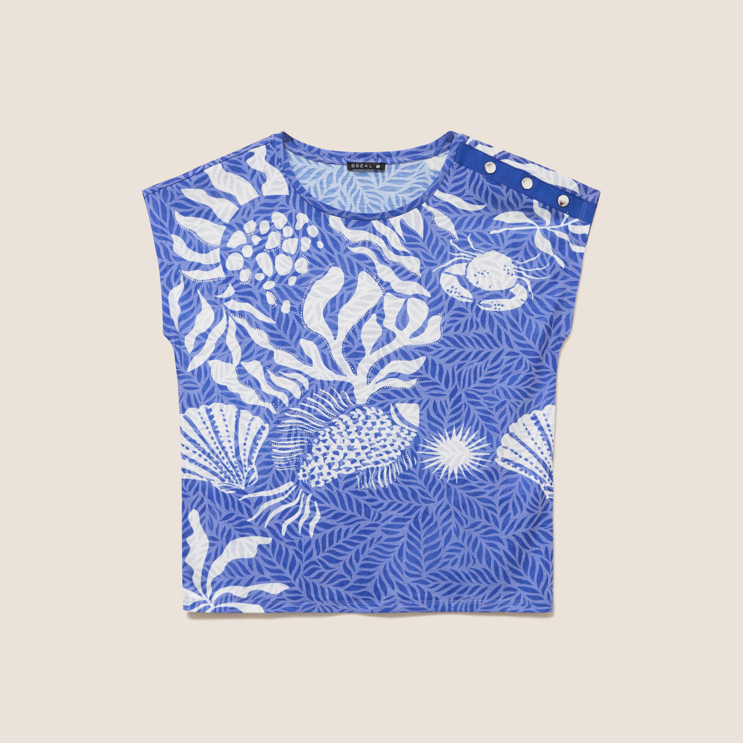 T-shirt manches courtes bleu fonc&eacute; femme
