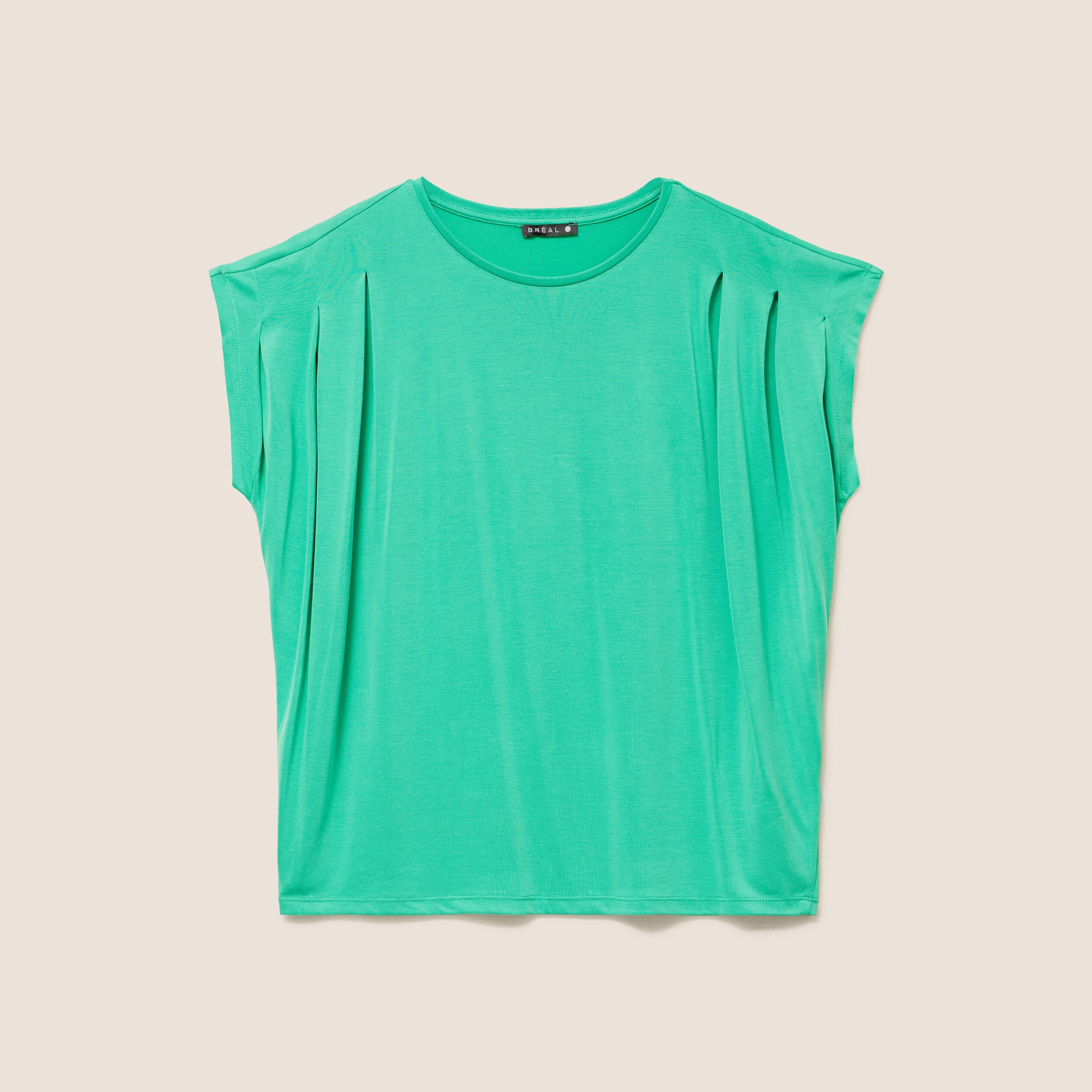T-shirt droit col rond manches courtes vert menthe femme